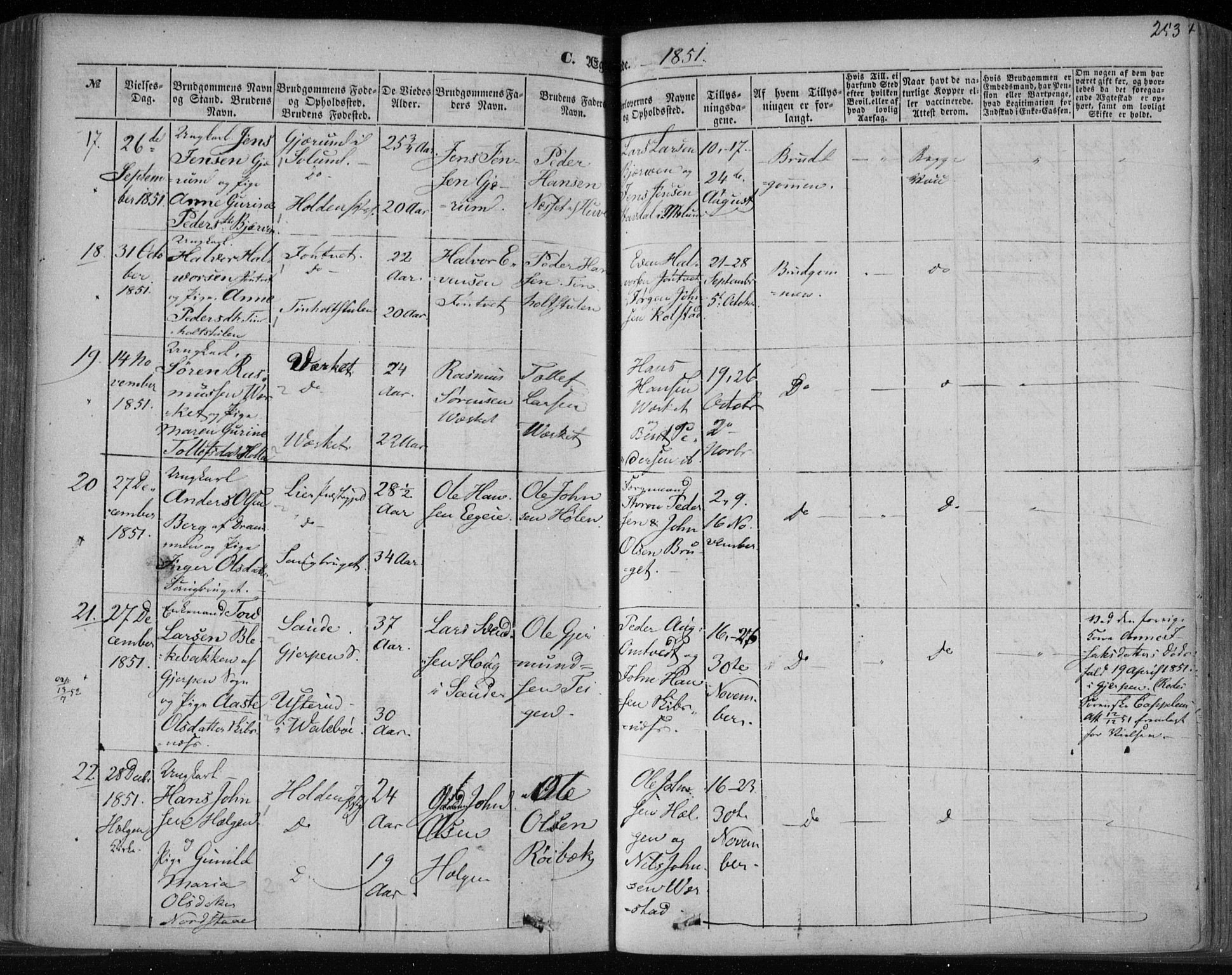 Holla kirkebøker, SAKO/A-272/F/Fa/L0005: Parish register (official) no. 5, 1849-1860, p. 253