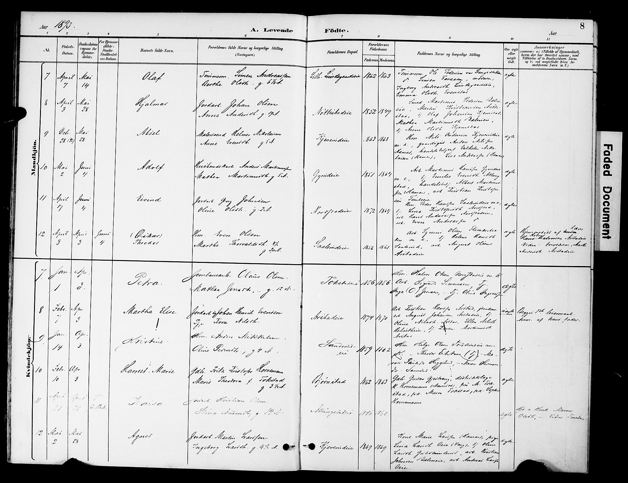 Stange prestekontor, AV/SAH-PREST-002/K/L0021: Parish register (official) no. 21, 1891-1902, p. 8