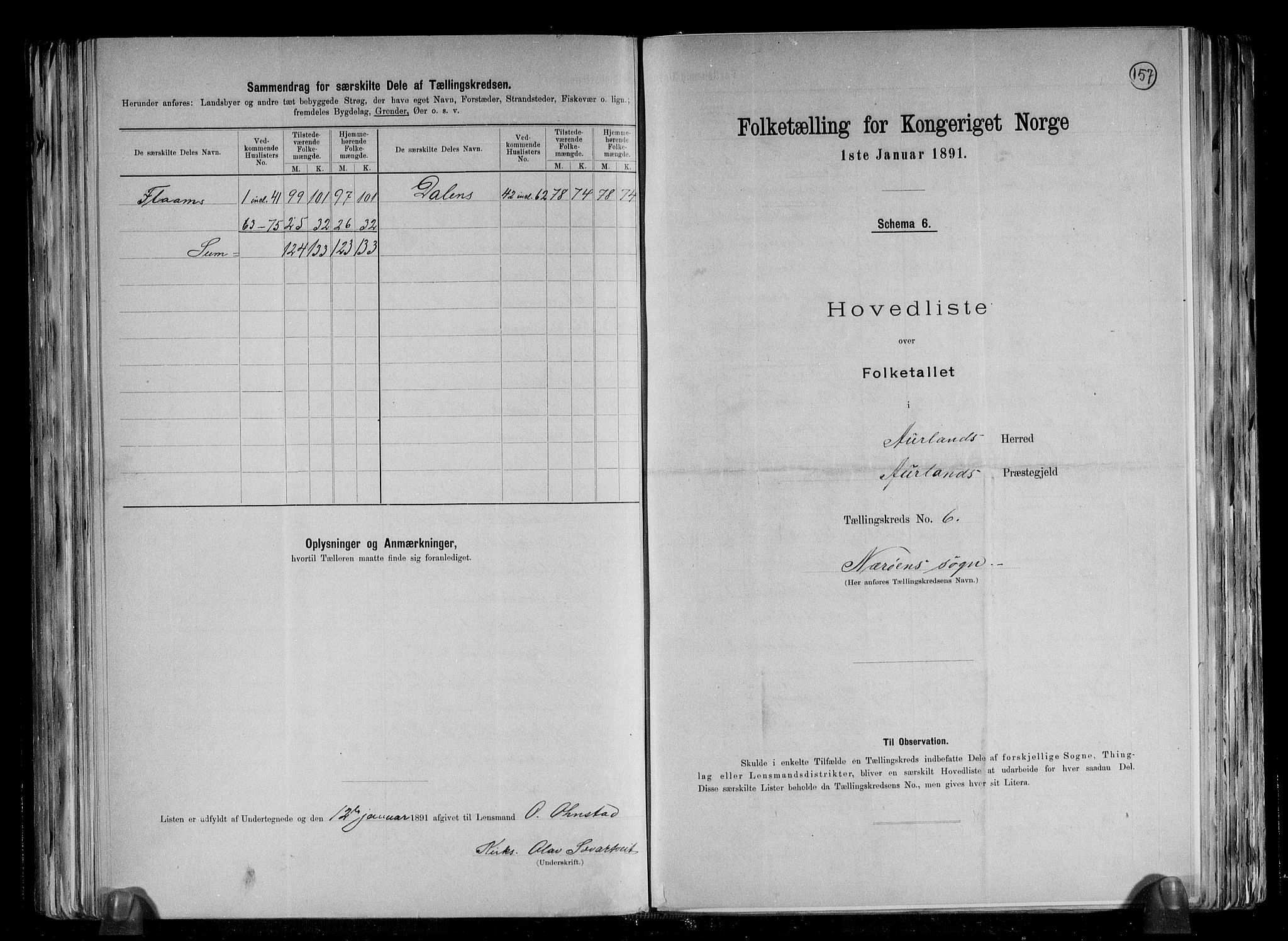 RA, 1891 census for 1421 Aurland, 1891, p. 16