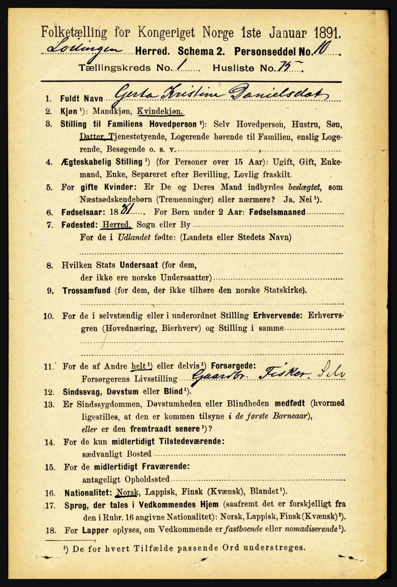 RA, 1891 census for 1851 Lødingen, 1891, p. 626