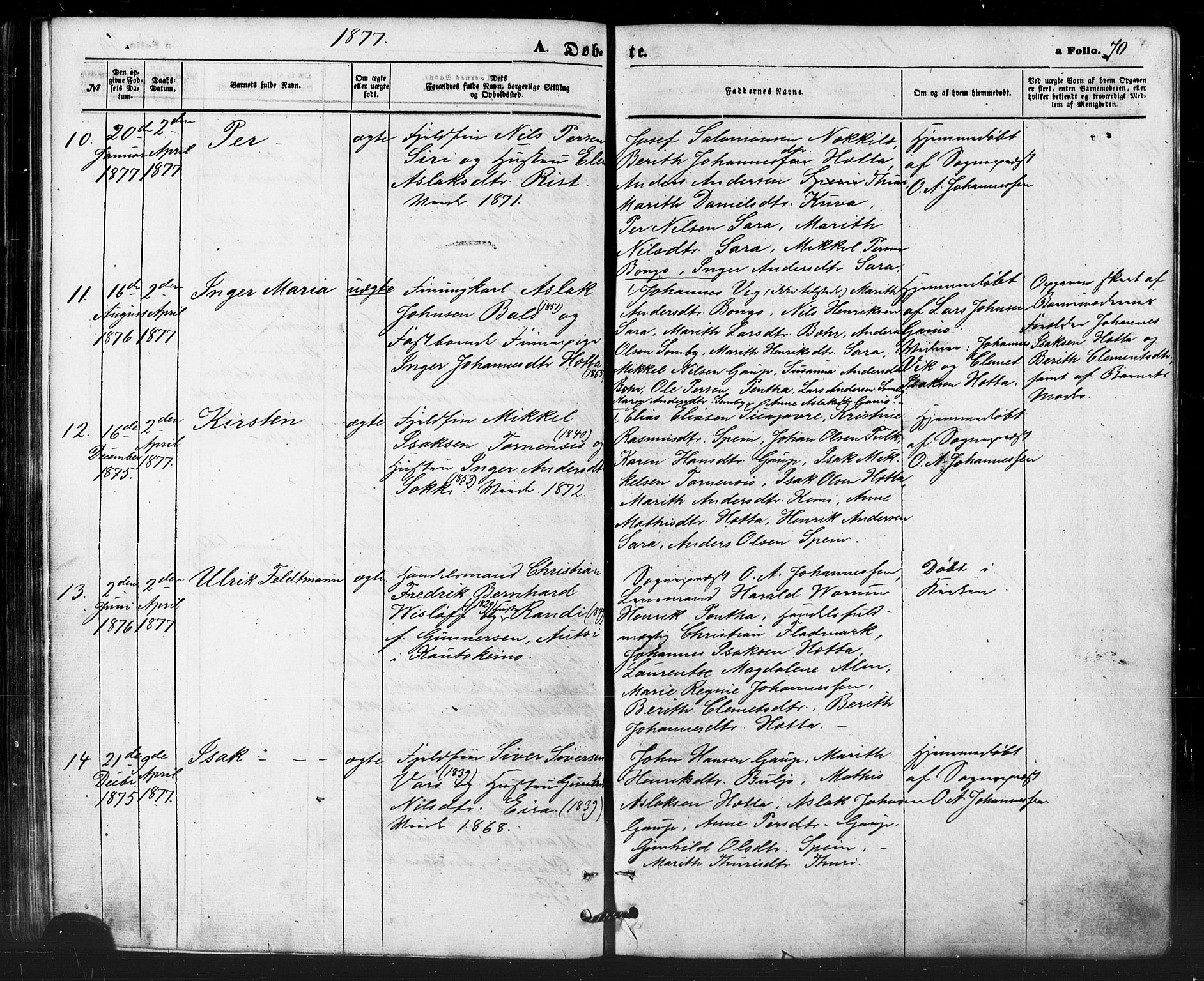 Kautokeino sokneprestembete, AV/SATØ-S-1340/H/Ha/L0003.kirke: Parish register (official) no. 3, 1862-1879, p. 70