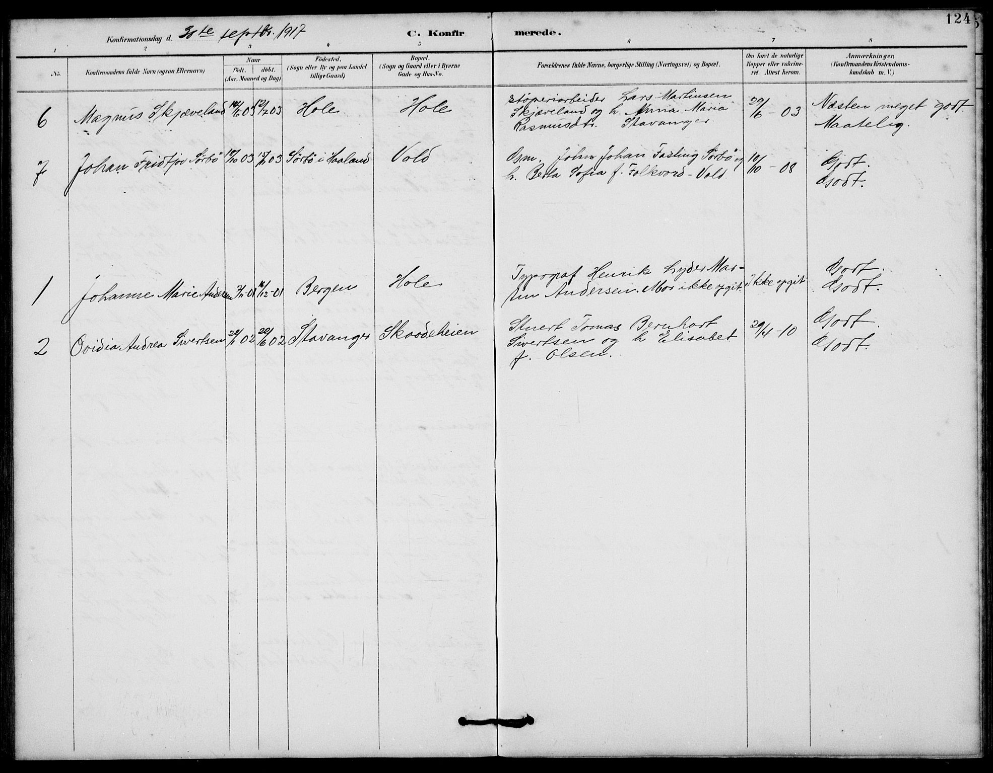 Klepp sokneprestkontor, AV/SAST-A-101803/001/3/30BB/L0006: Parish register (copy) no. B 6, 1889-1936, p. 124