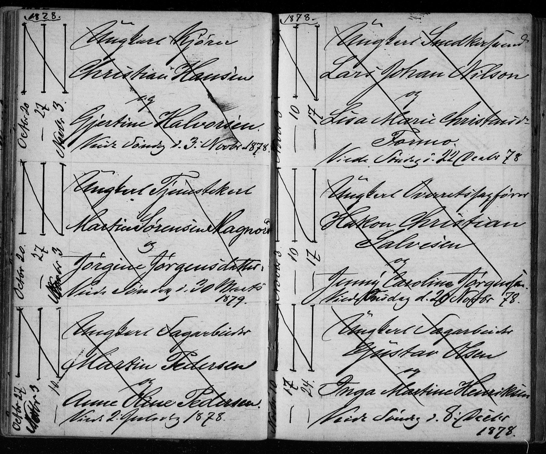 Bragernes kirkebøker, AV/SAKO-A-6/H/Ha/L0006: Banns register no. 6, 1873-1896