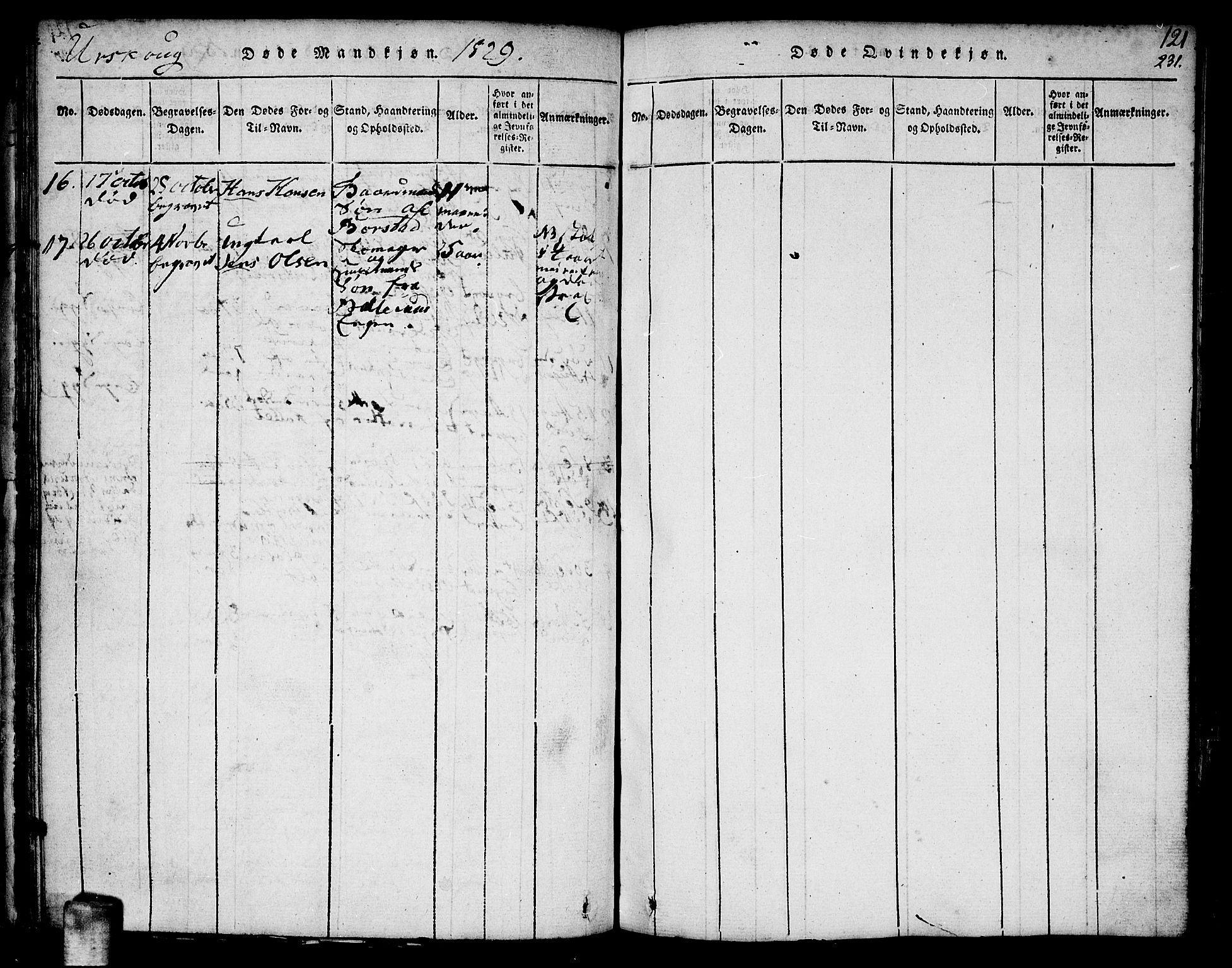 Aurskog prestekontor Kirkebøker, AV/SAO-A-10304a/F/Fa/L0005: Parish register (official) no. I 5, 1814-1829, p. 231