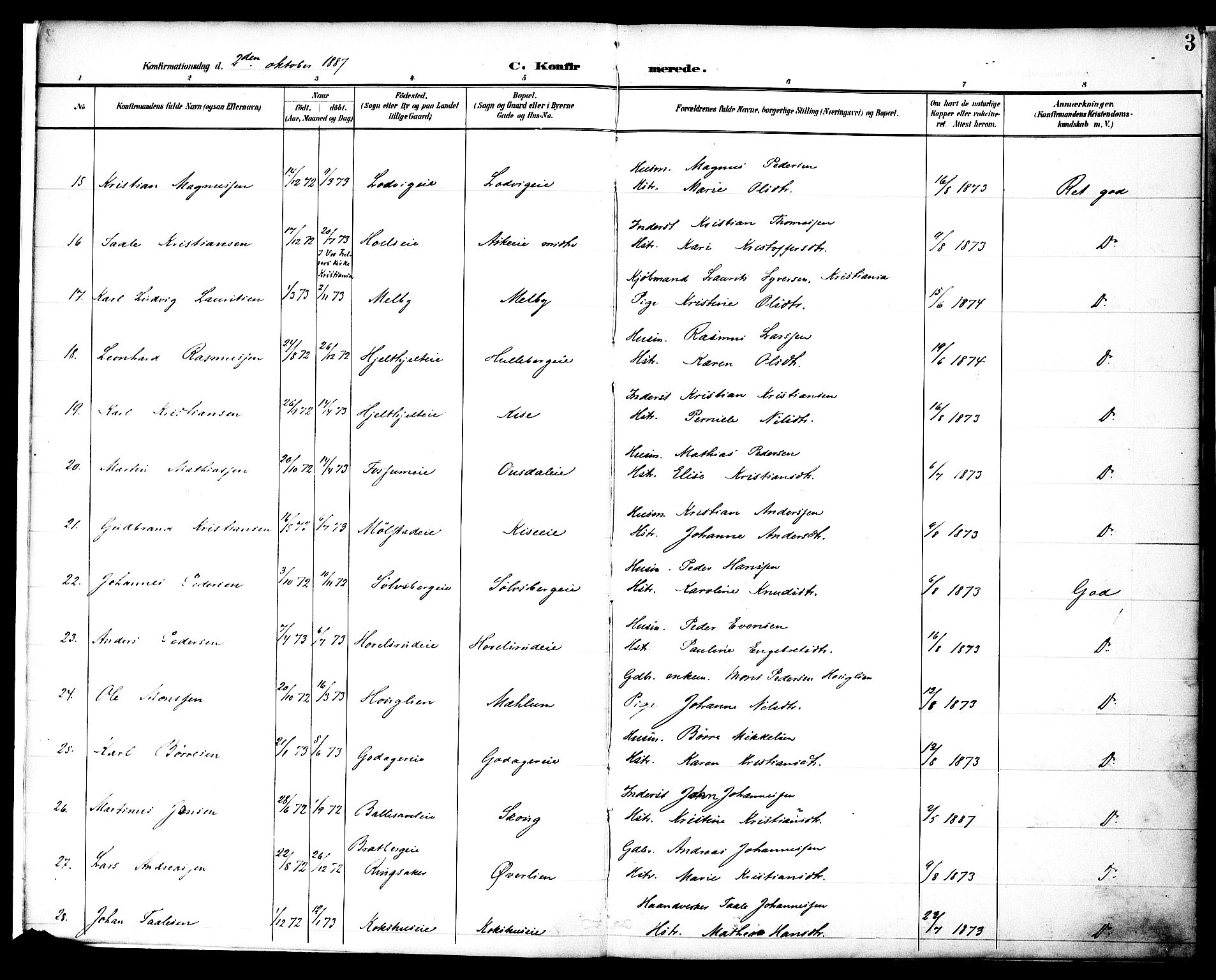 Nes prestekontor, Hedmark, AV/SAH-PREST-020/K/Ka/L0010: Parish register (official) no. 10, 1887-1905, p. 3