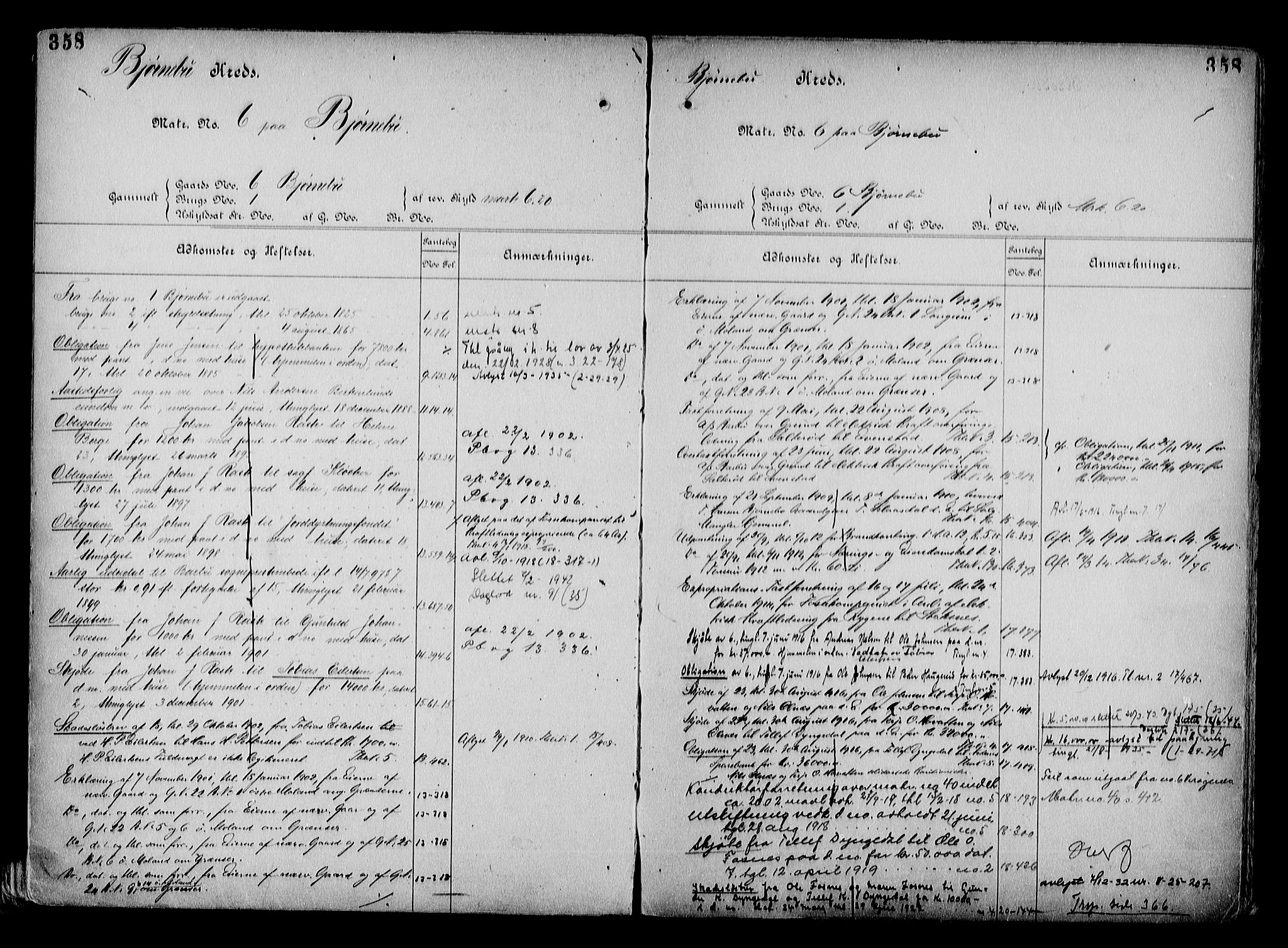 Arendal byfogd, AV/SAK-1222-0001/G/Ga/L0015: Mortgage register no. 13, 1860-1960, p. 358