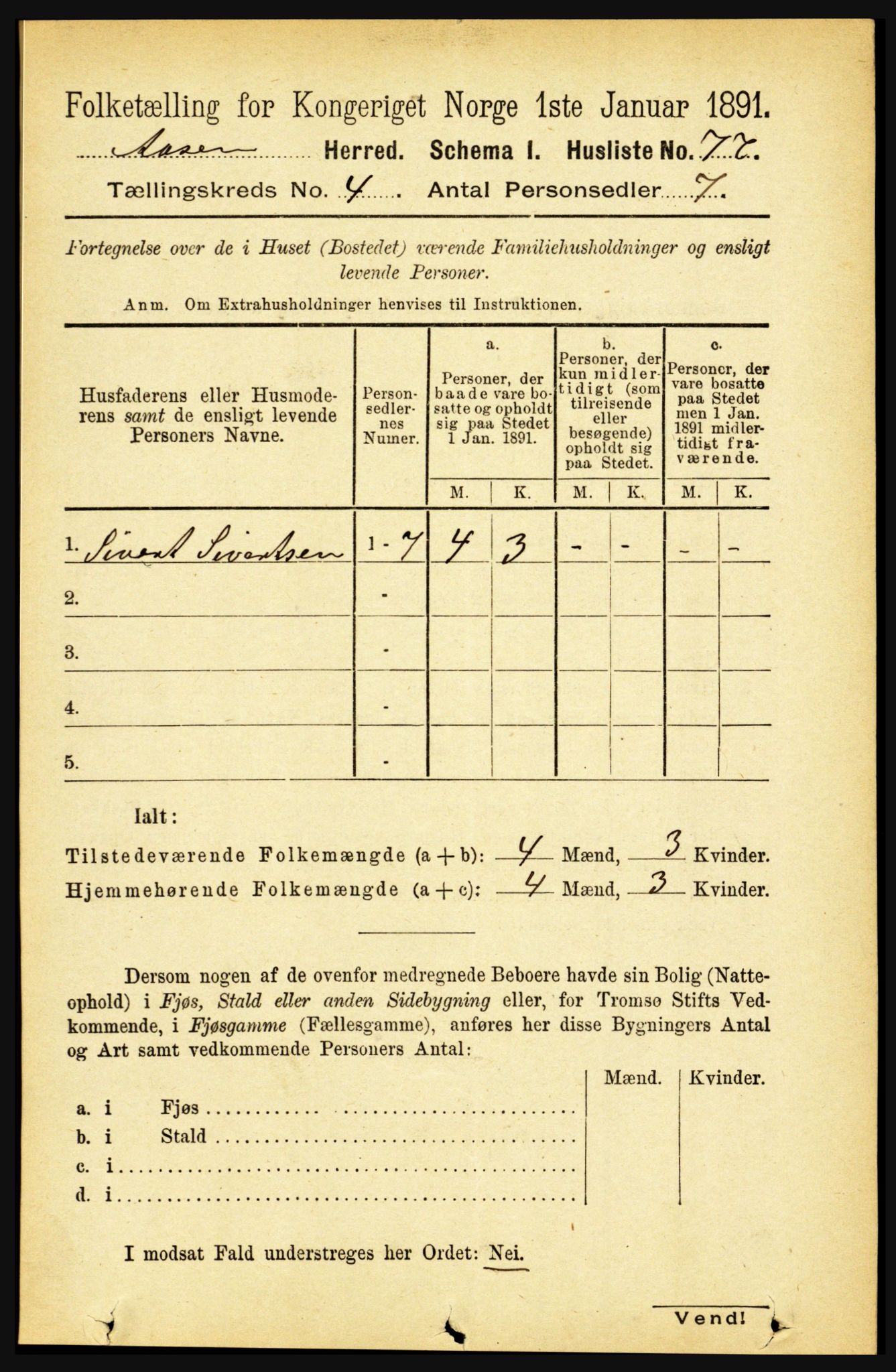 RA, 1891 census for 1716 Åsen, 1891, p. 1411