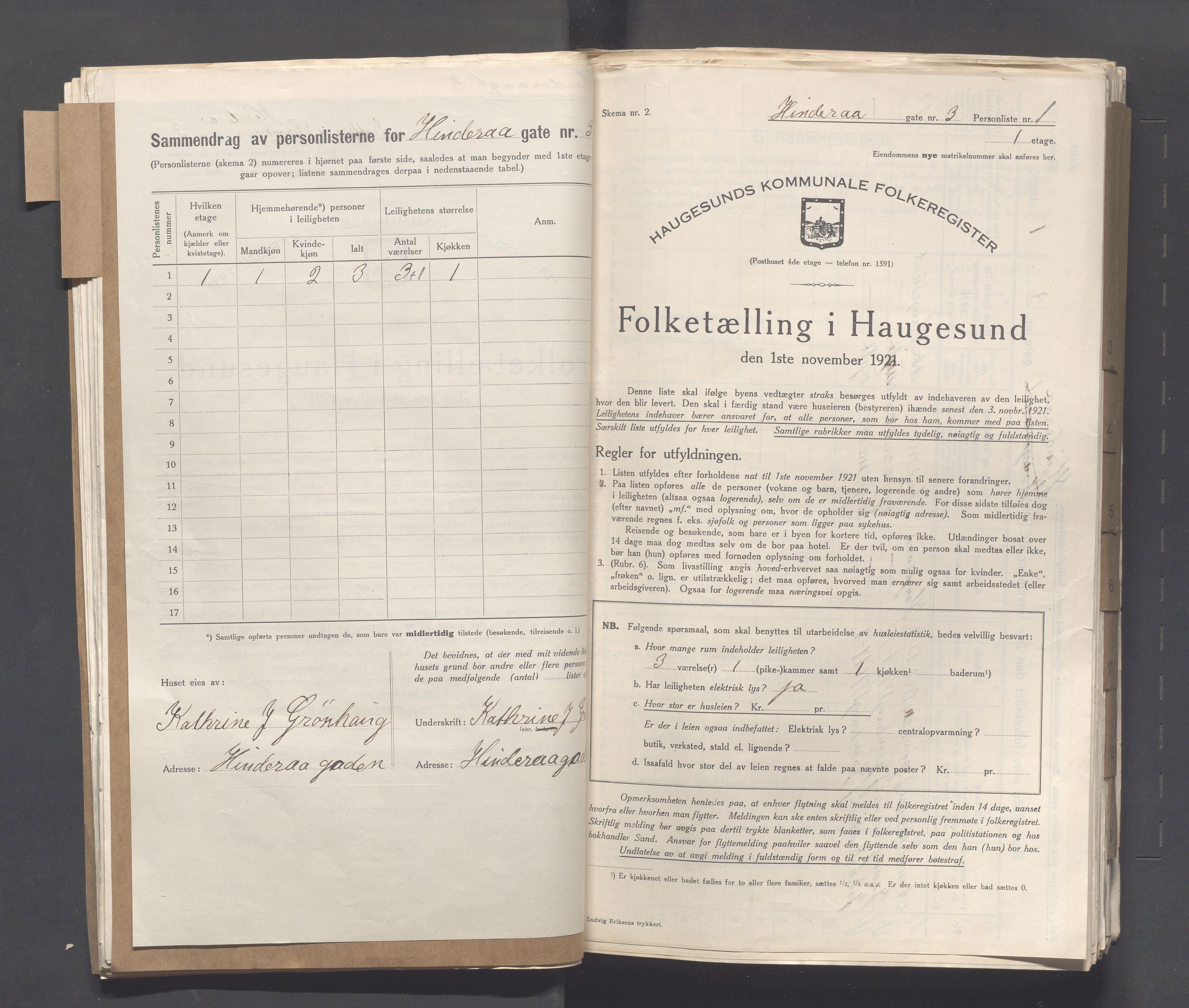 IKAR, Local census 1.11.1921 for Haugesund, 1921, p. 2286