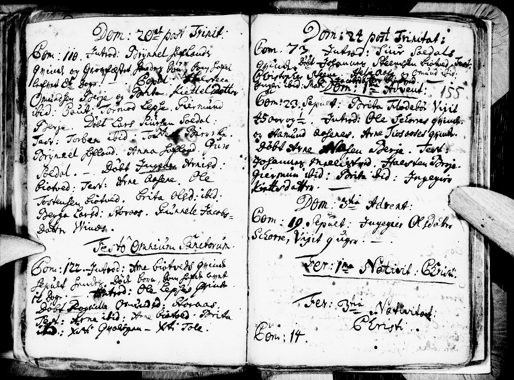 Kvam sokneprestembete, SAB/A-76201/H/Haa: Parish register (official) no. A 1, 1690-1741, p. 155