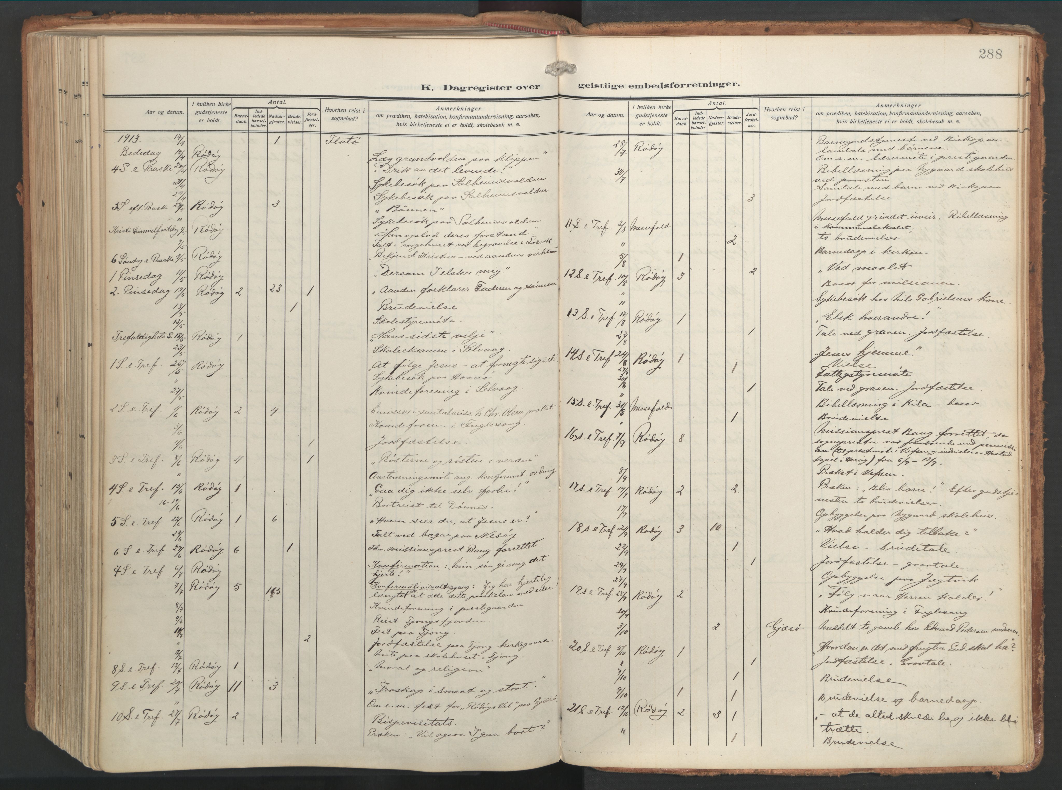 Ministerialprotokoller, klokkerbøker og fødselsregistre - Nordland, SAT/A-1459/841/L0614: Parish register (official) no. 841A17, 1911-1925, p. 288