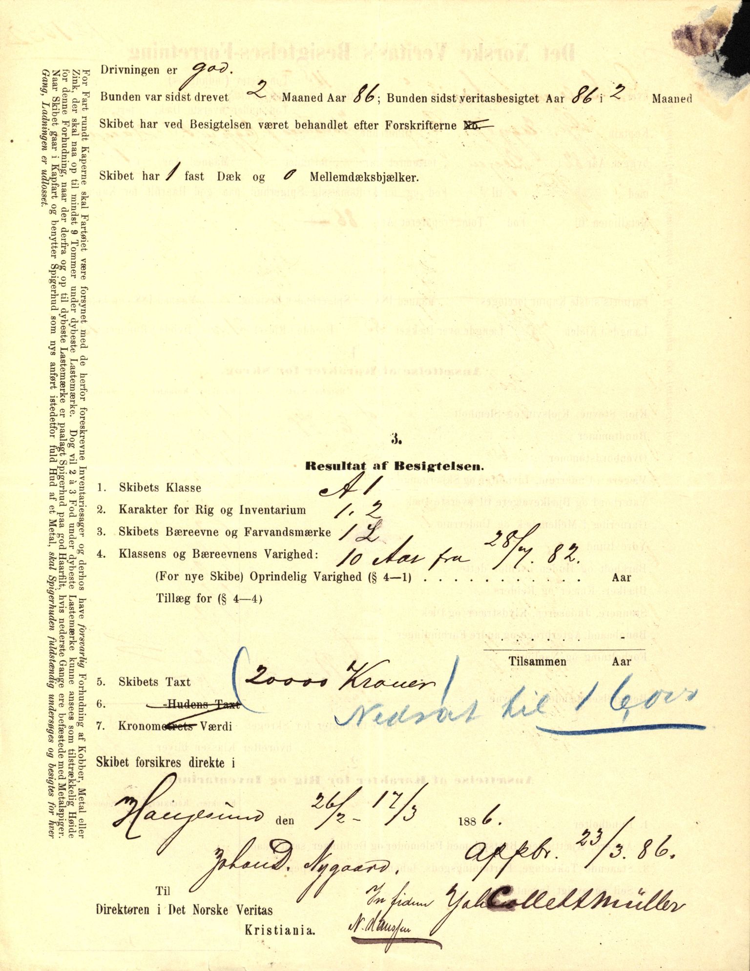 Pa 63 - Østlandske skibsassuranceforening, VEMU/A-1079/G/Ga/L0022/0008: Havaridokumenter / Magna av Haugesund, Marie, Mars, Mary, Mizpa, 1888, p. 12