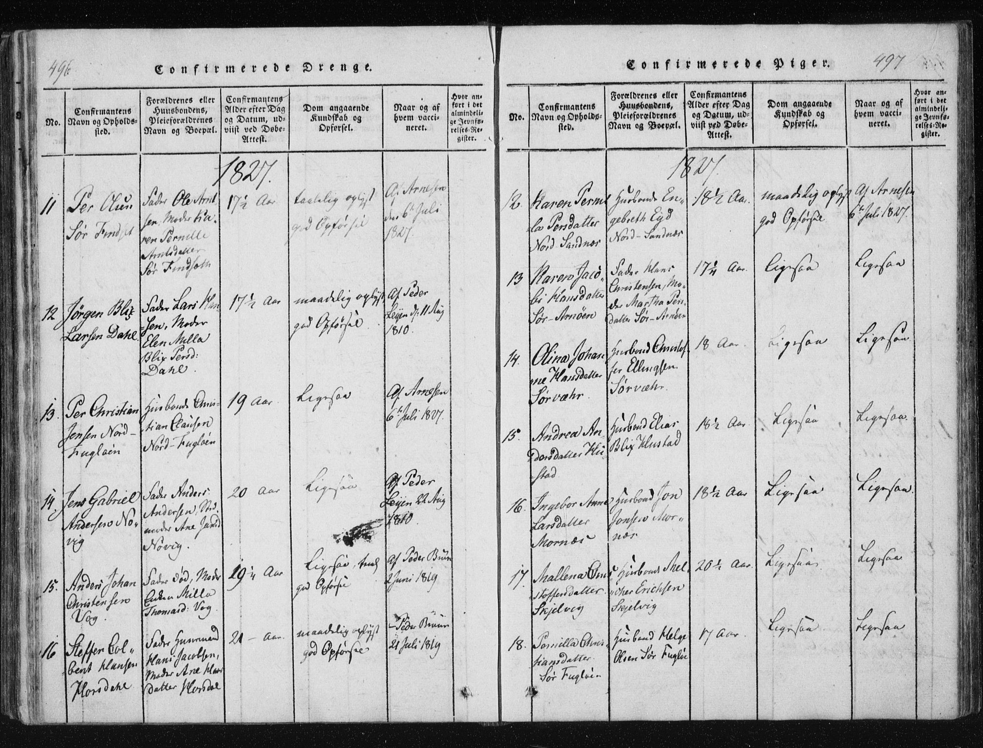 Ministerialprotokoller, klokkerbøker og fødselsregistre - Nordland, AV/SAT-A-1459/805/L0096: Parish register (official) no. 805A03, 1820-1837, p. 496-497