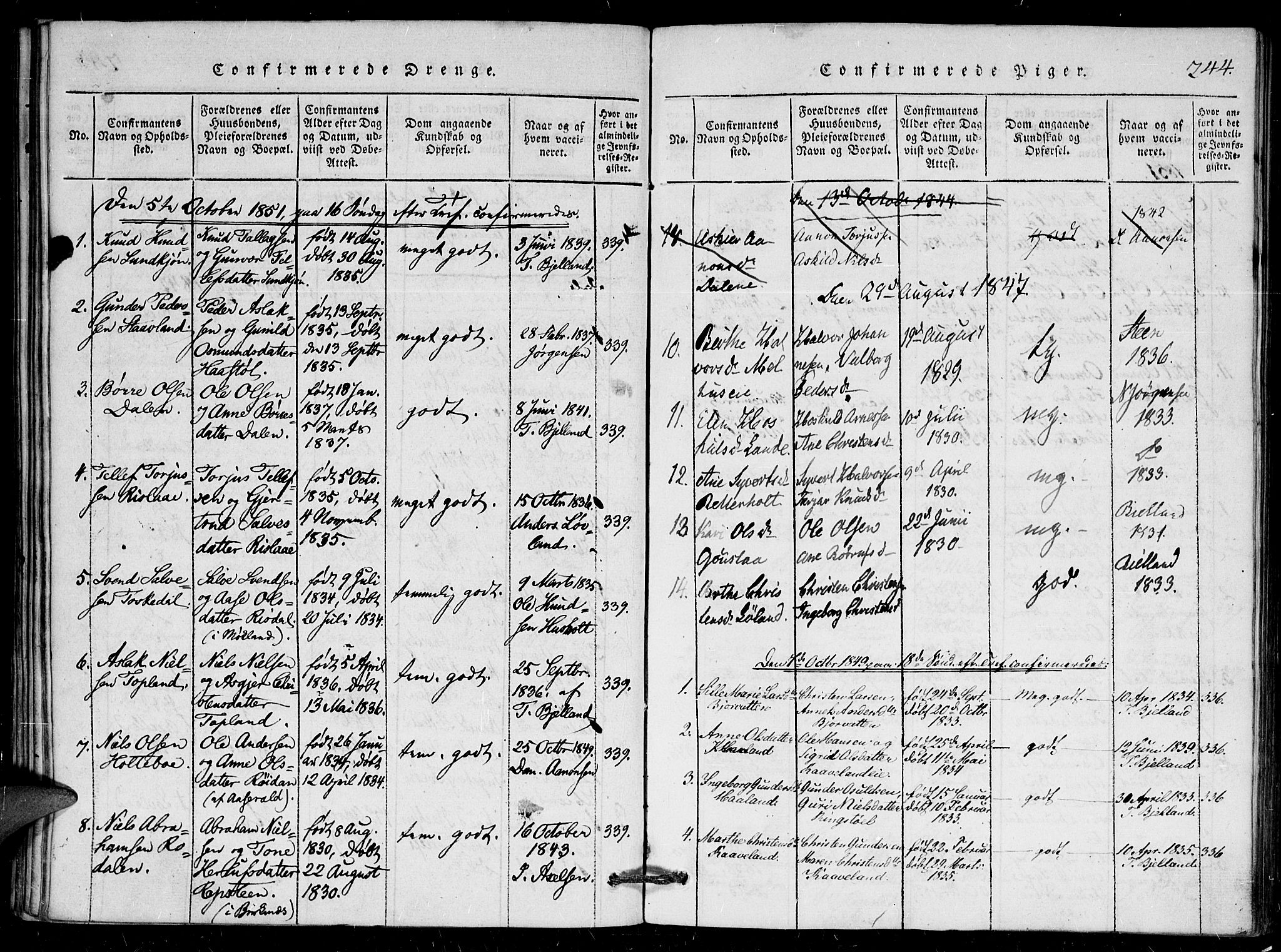 Herefoss sokneprestkontor, AV/SAK-1111-0019/F/Fa/Faa/L0001: Parish register (official) no. A 1, 1816-1860, p. 244