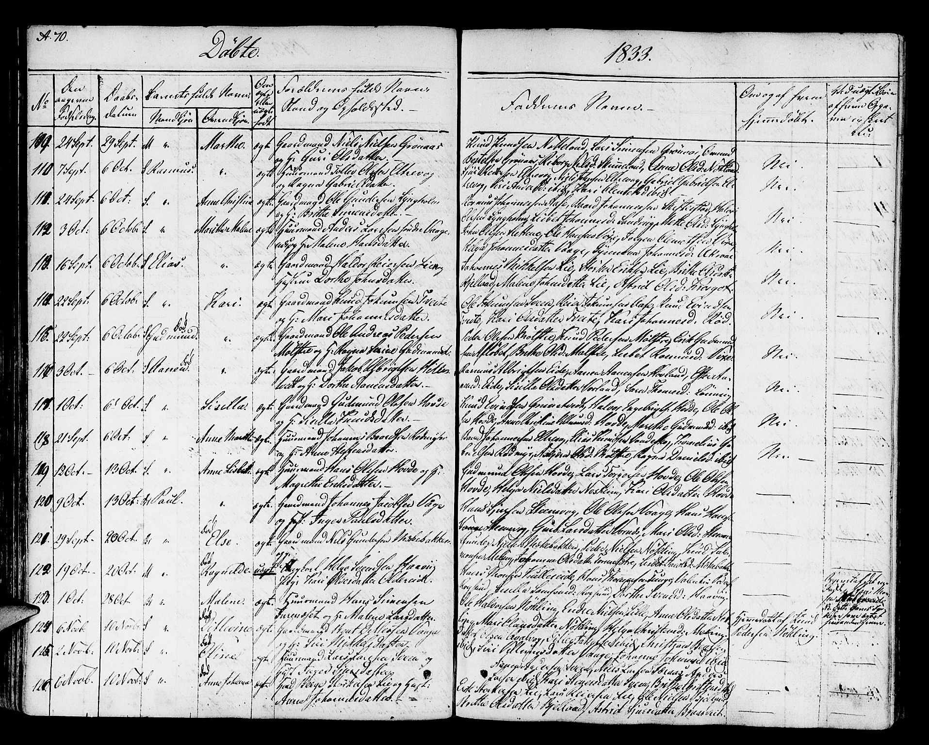 Finnås sokneprestembete, AV/SAB-A-99925/H/Ha/Haa/Haaa/L0005: Parish register (official) no. A 5, 1823-1835, p. 70