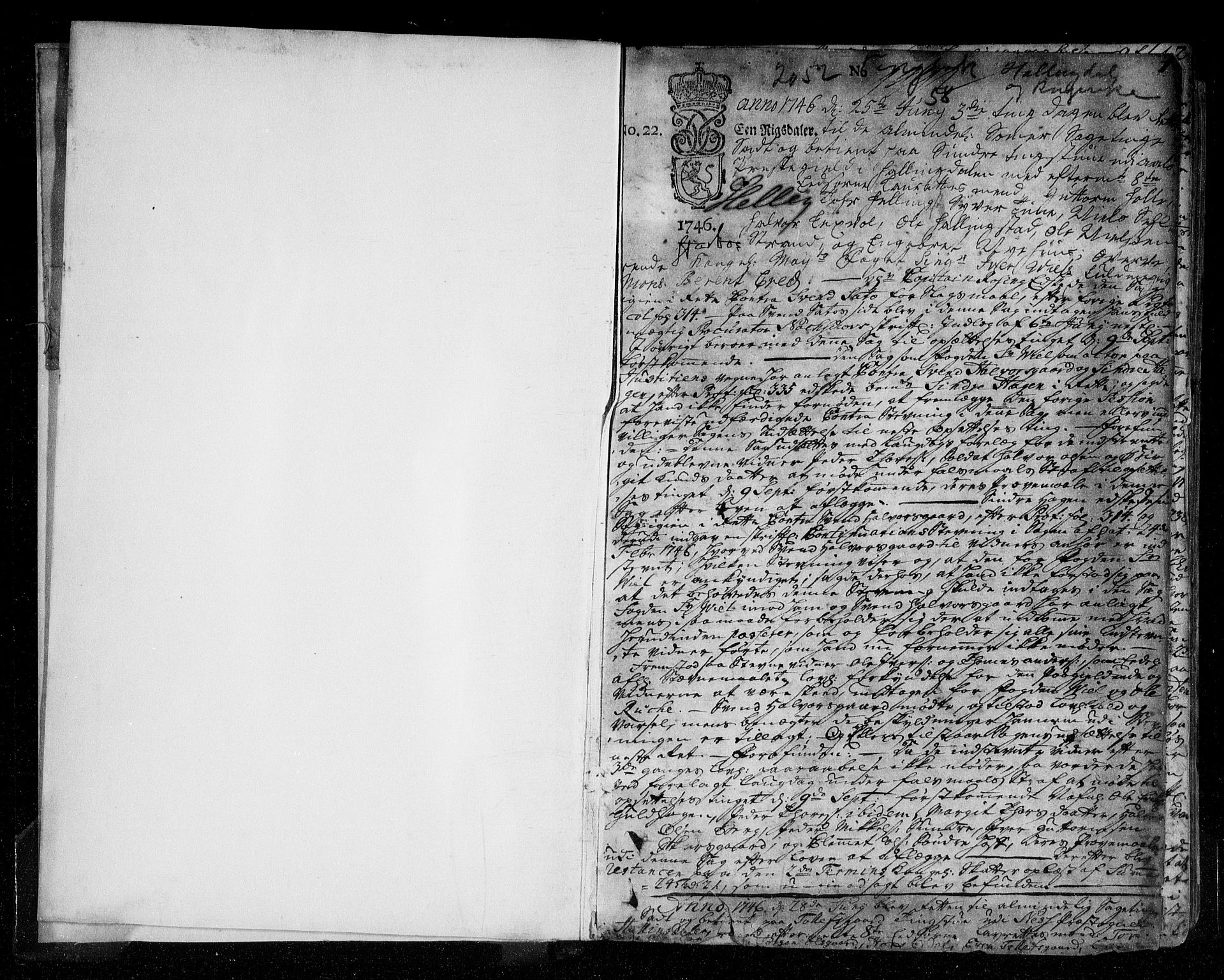 Ringerike og Hallingdal sorenskriveri, SAKO/A-81/F/Fa/Fad/L0002: Tingbok - Hallingdal, 1746-1750, p. 1