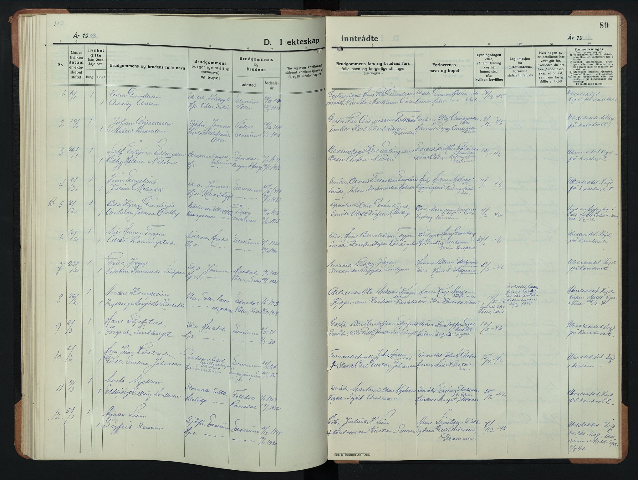 Elverum prestekontor, AV/SAH-PREST-044/H/Ha/Hab/L0033: Parish register (copy) no. 33, 1934-1947, p. 89