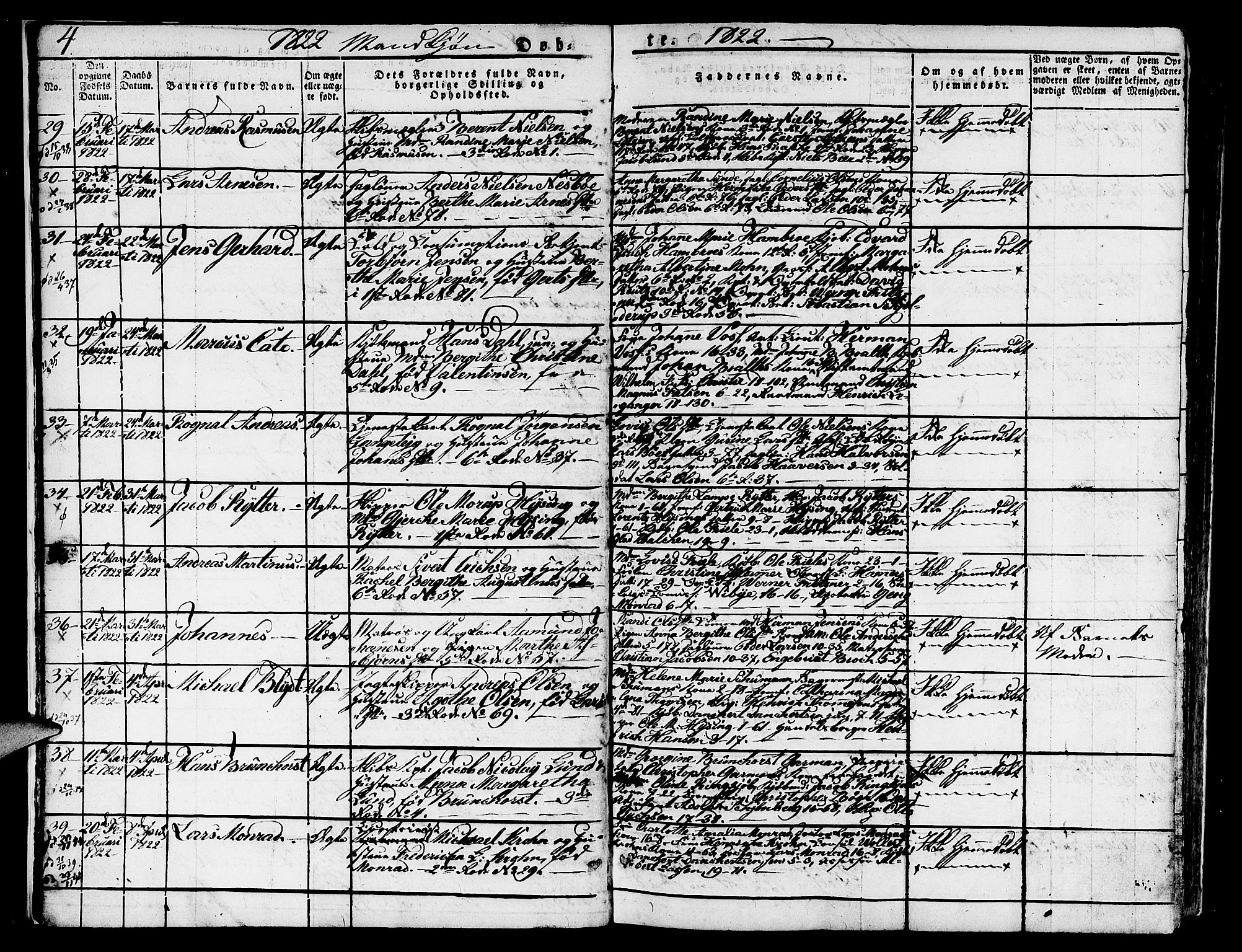 Nykirken Sokneprestembete, AV/SAB-A-77101/H/Hab: Parish register (copy) no. A 5I, 1821-1841, p. 4