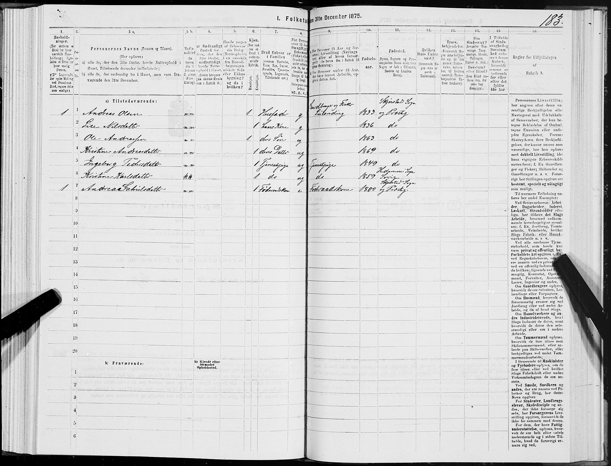 SAT, 1875 census for 1842P Skjerstad, 1875, p. 1183