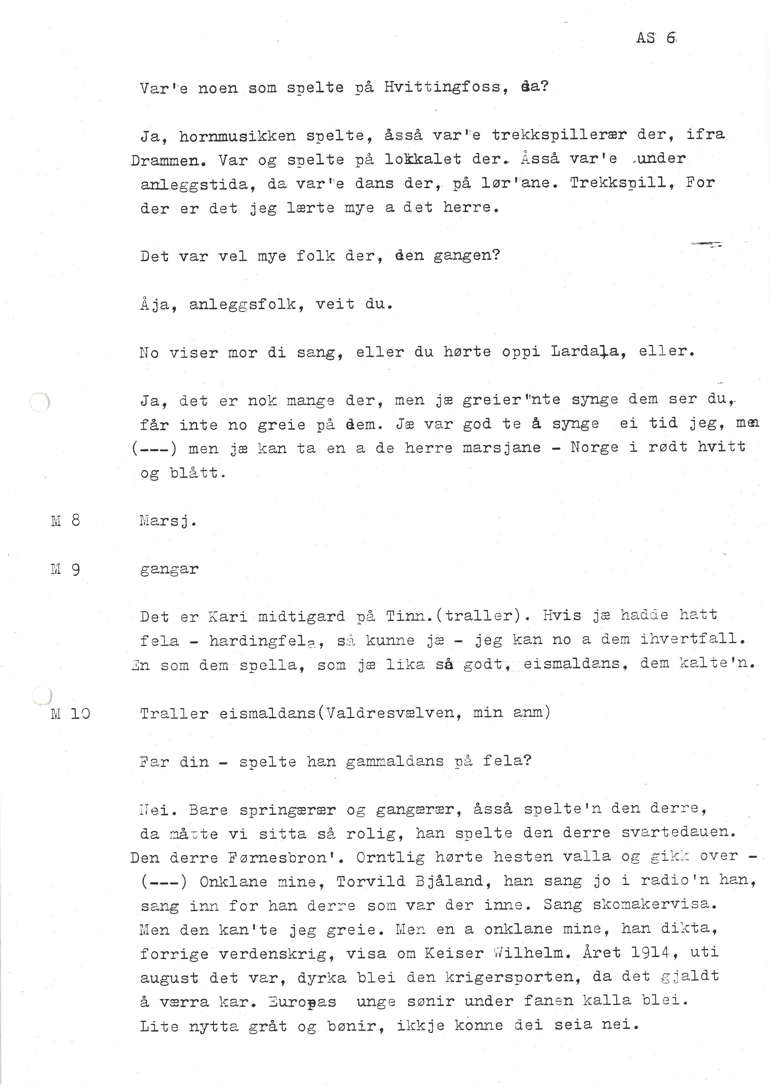 Sa 16 - Folkemusikk fra Vestfold, Gjerdesamlingen, VEMU/A-1868/I/L0001: Informantregister med intervjunedtegnelser, 1979-1986