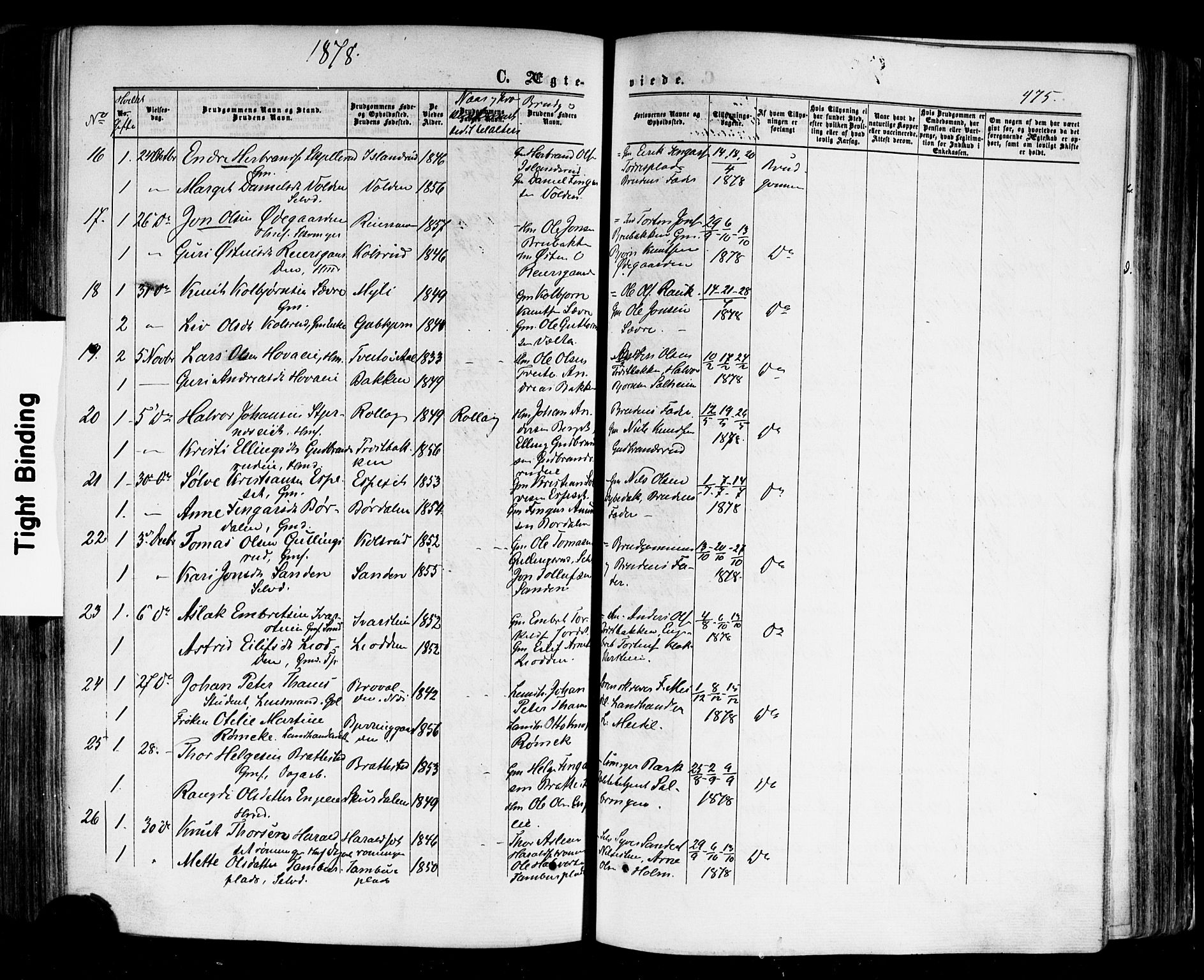 Nes kirkebøker, SAKO/A-236/F/Fa/L0010: Parish register (official) no. 10, 1864-1880, p. 475