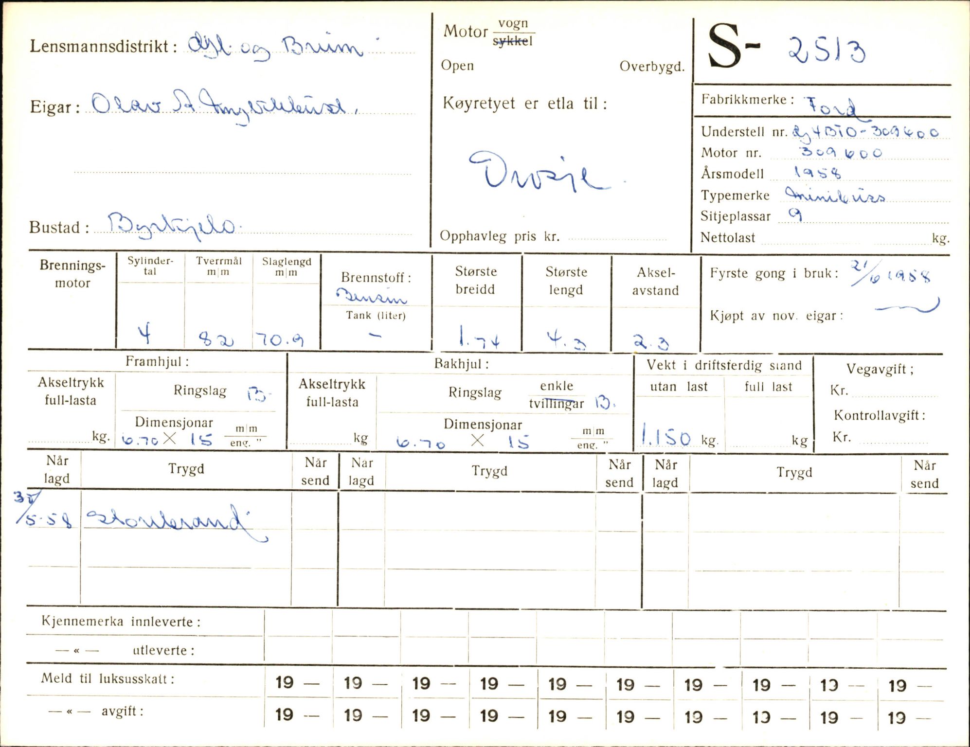 Statens vegvesen, Sogn og Fjordane vegkontor, AV/SAB-A-5301/4/F/L0004: Registerkort utmeldte Fjordane S2500-2700, S7200-7899, 1930-1961, p. 21