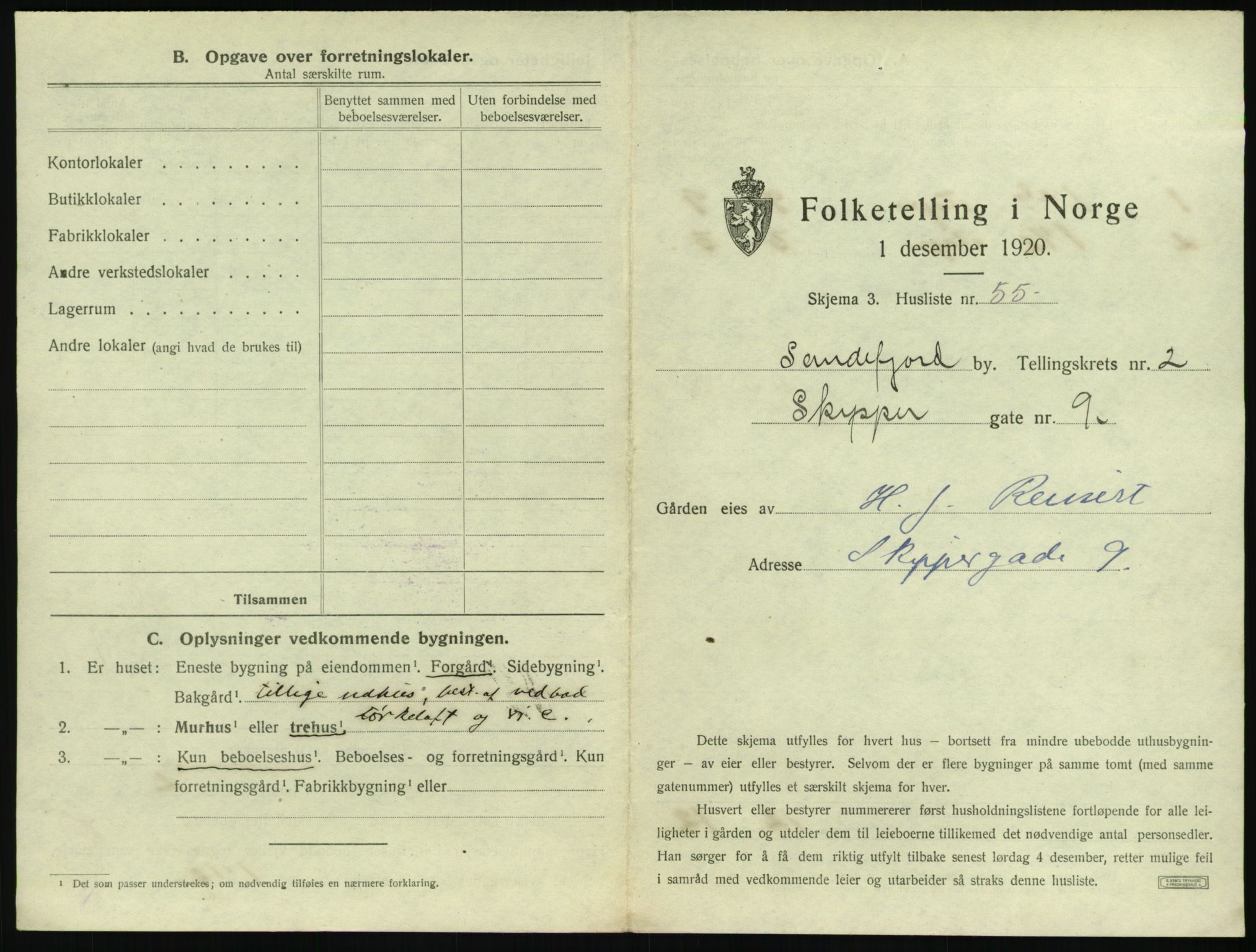 SAKO, 1920 census for Sandefjord, 1920, p. 328