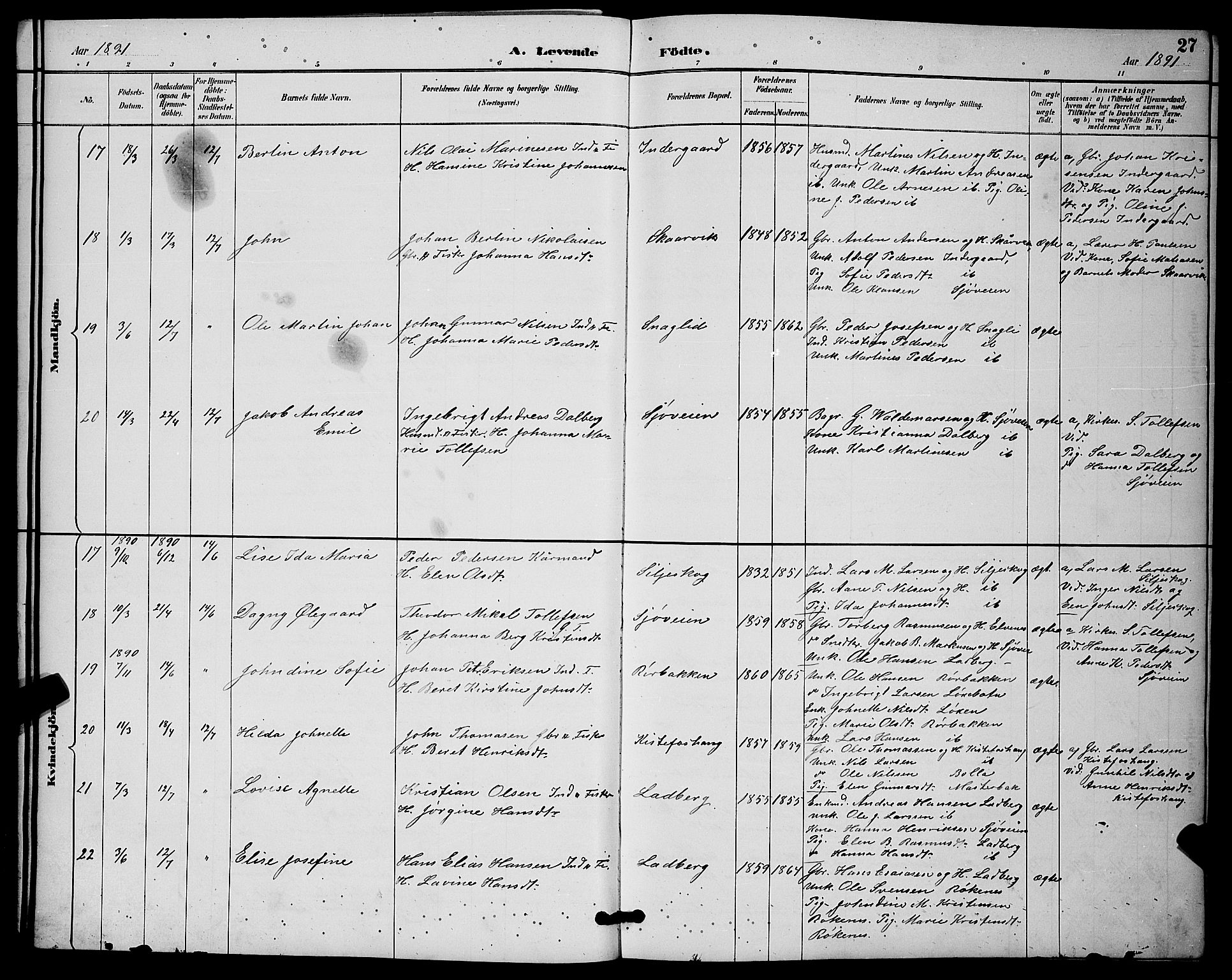 Ibestad sokneprestembete, AV/SATØ-S-0077/H/Ha/Hab/L0015klokker: Parish register (copy) no. 15, 1888-1899, p. 27