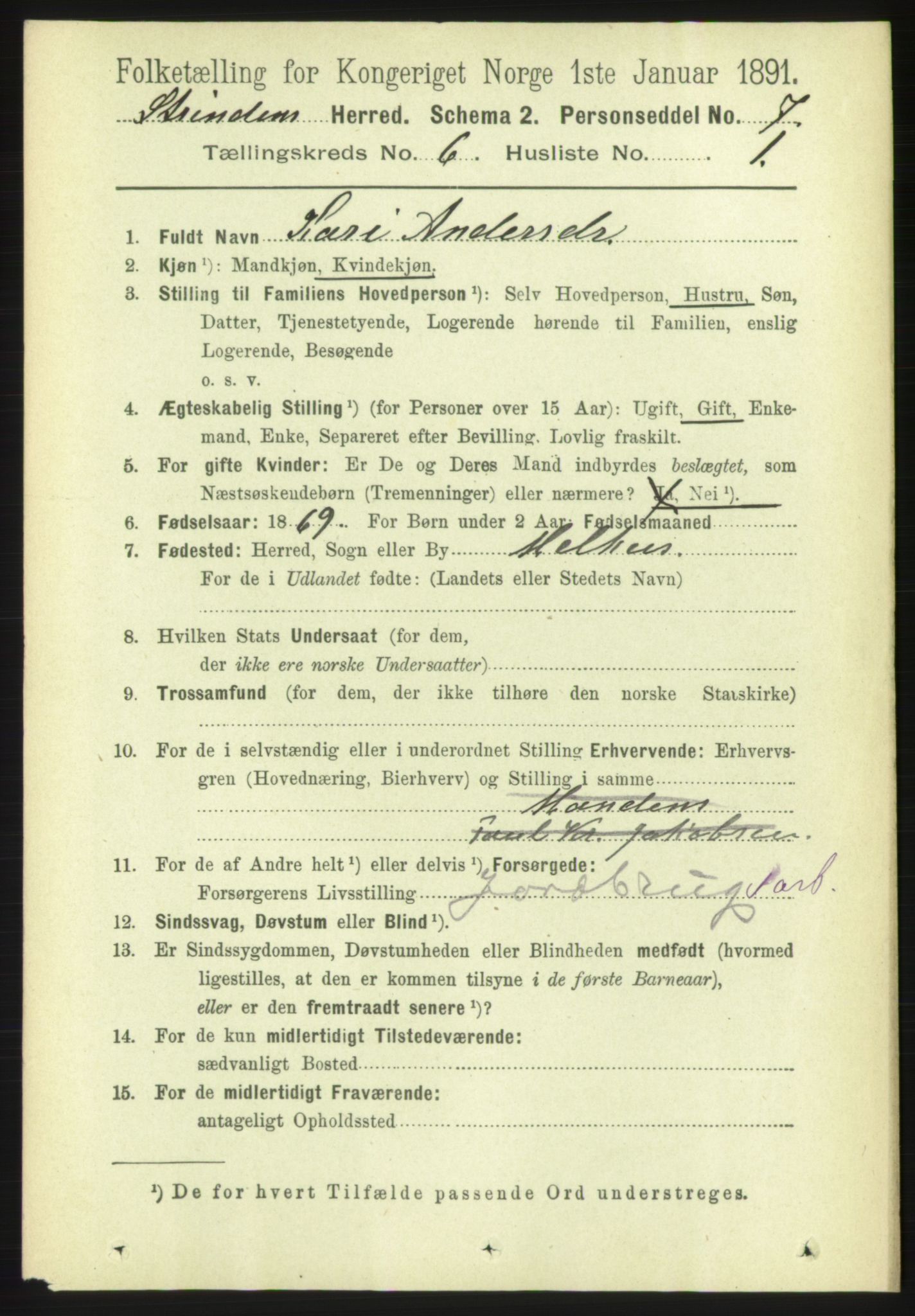 RA, 1891 census for 1660 Strinda, 1891, p. 5302