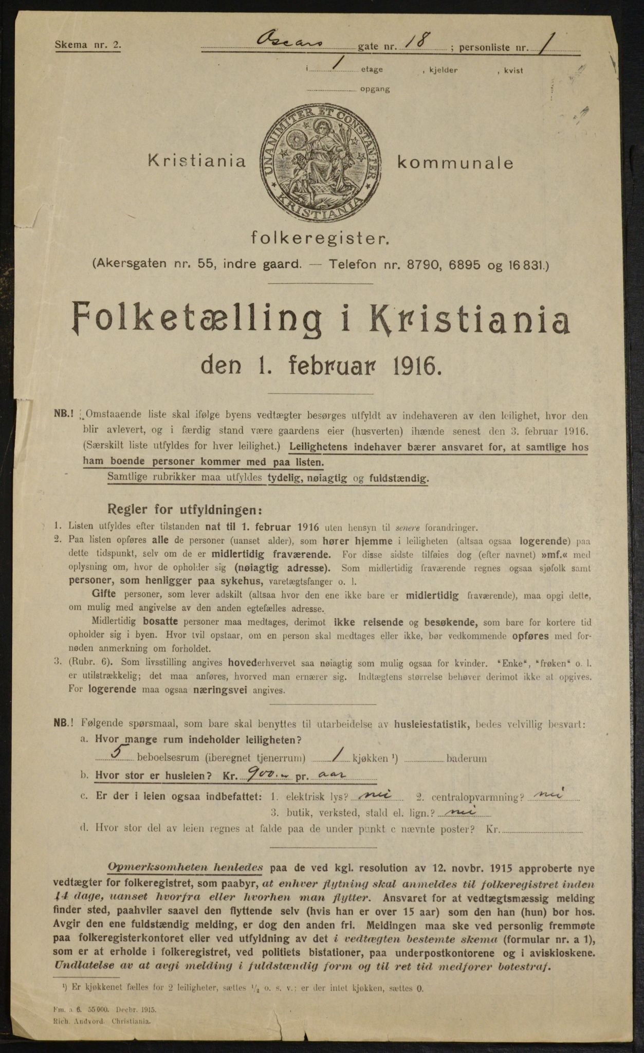 OBA, Municipal Census 1916 for Kristiania, 1916, p. 78121