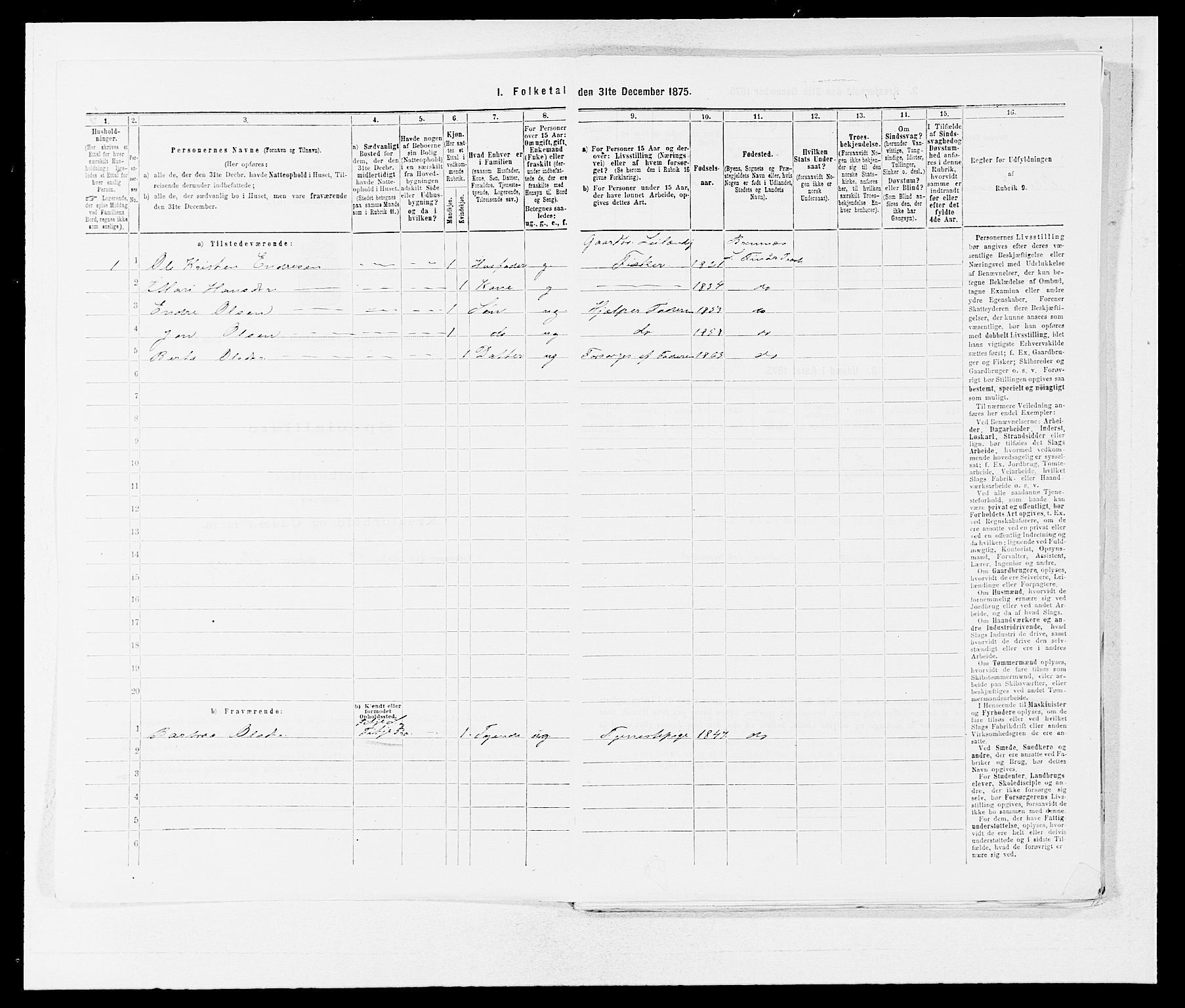 SAB, 1875 census for 1218P Finnås, 1875, p. 1359