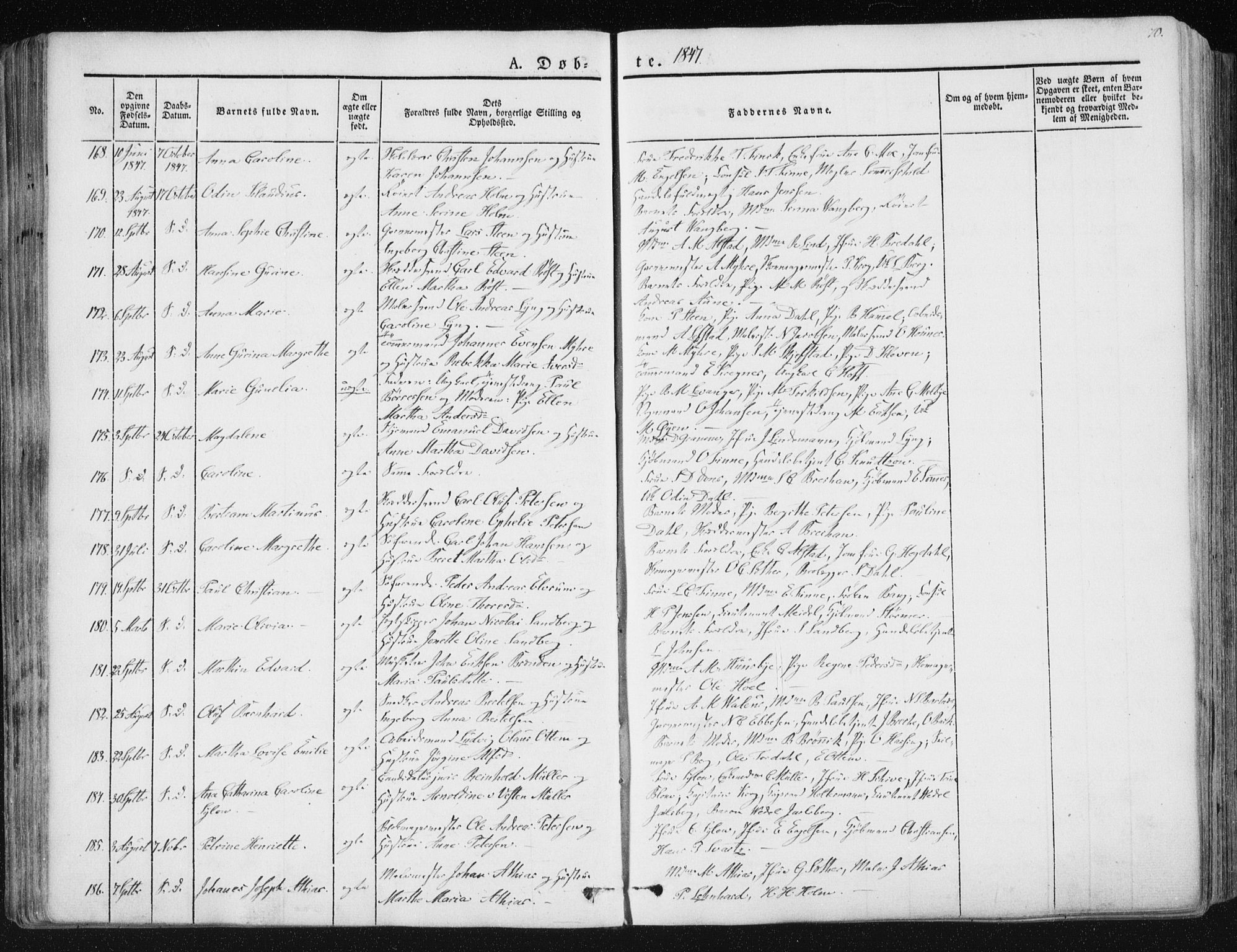 Ministerialprotokoller, klokkerbøker og fødselsregistre - Sør-Trøndelag, AV/SAT-A-1456/602/L0110: Parish register (official) no. 602A08, 1840-1854, p. 70