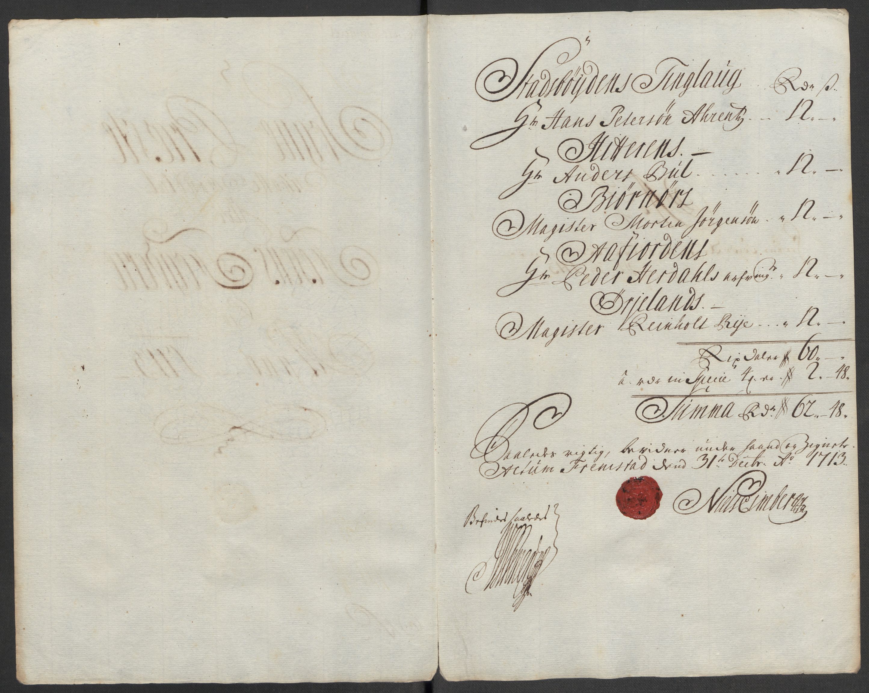 Rentekammeret inntil 1814, Reviderte regnskaper, Fogderegnskap, AV/RA-EA-4092/R57/L3861: Fogderegnskap Fosen, 1712-1713, p. 344