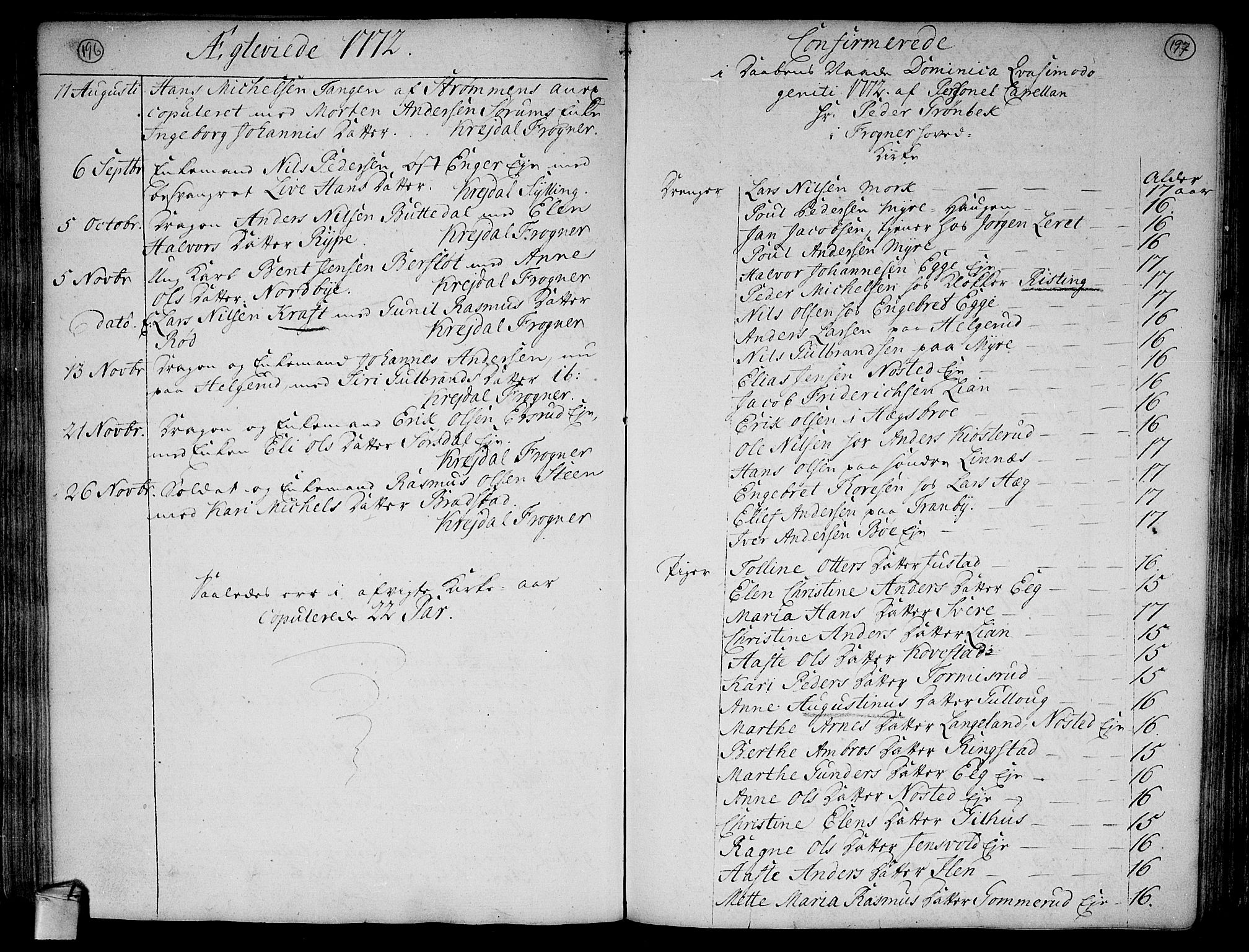 Lier kirkebøker, SAKO/A-230/F/Fa/L0005: Parish register (official) no. I 5, 1764-1777, p. 196-197