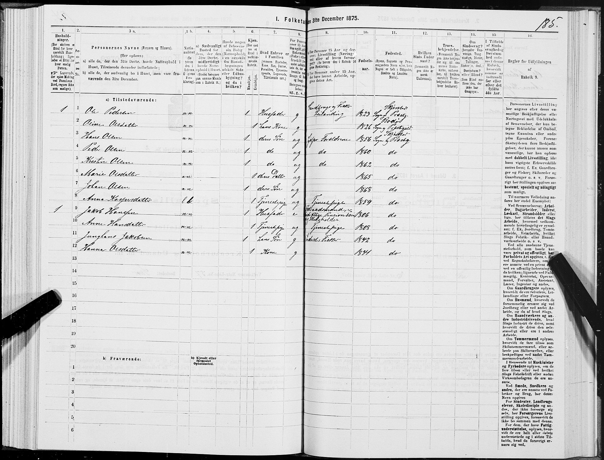 SAT, 1875 census for 1842P Skjerstad, 1875, p. 1185