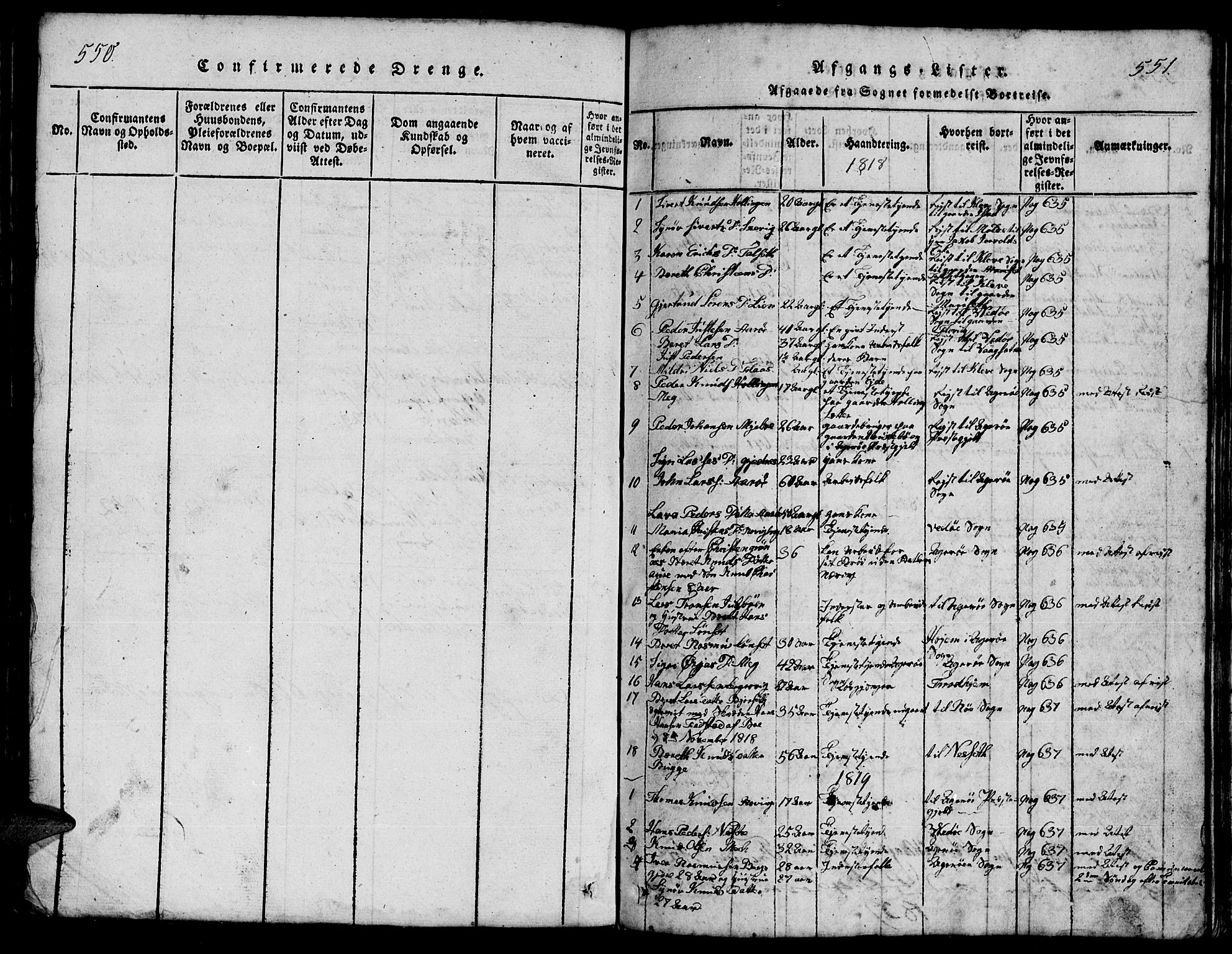 Ministerialprotokoller, klokkerbøker og fødselsregistre - Møre og Romsdal, SAT/A-1454/555/L0665: Parish register (copy) no. 555C01, 1818-1868, p. 550-551