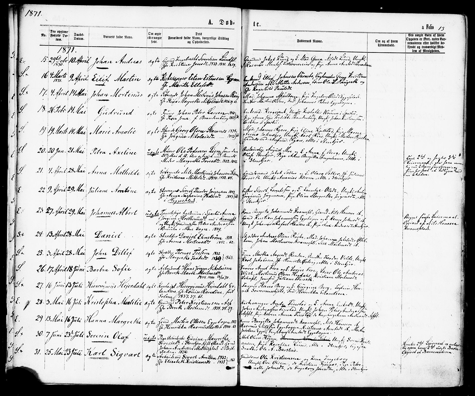Ministerialprotokoller, klokkerbøker og fødselsregistre - Nord-Trøndelag, SAT/A-1458/739/L0370: Parish register (official) no. 739A02, 1868-1881, p. 13