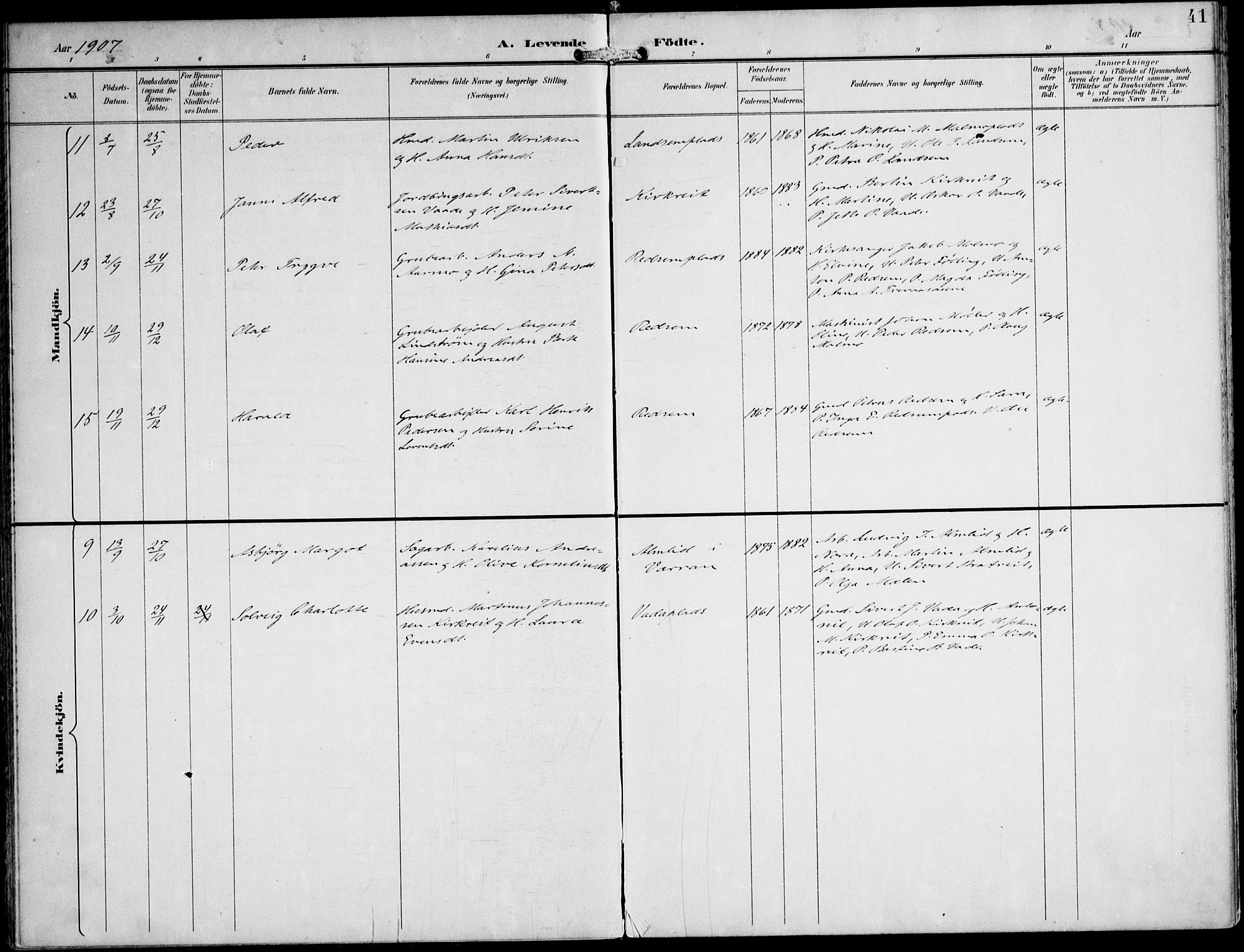 Ministerialprotokoller, klokkerbøker og fødselsregistre - Nord-Trøndelag, SAT/A-1458/745/L0430: Parish register (official) no. 745A02, 1895-1913, p. 41