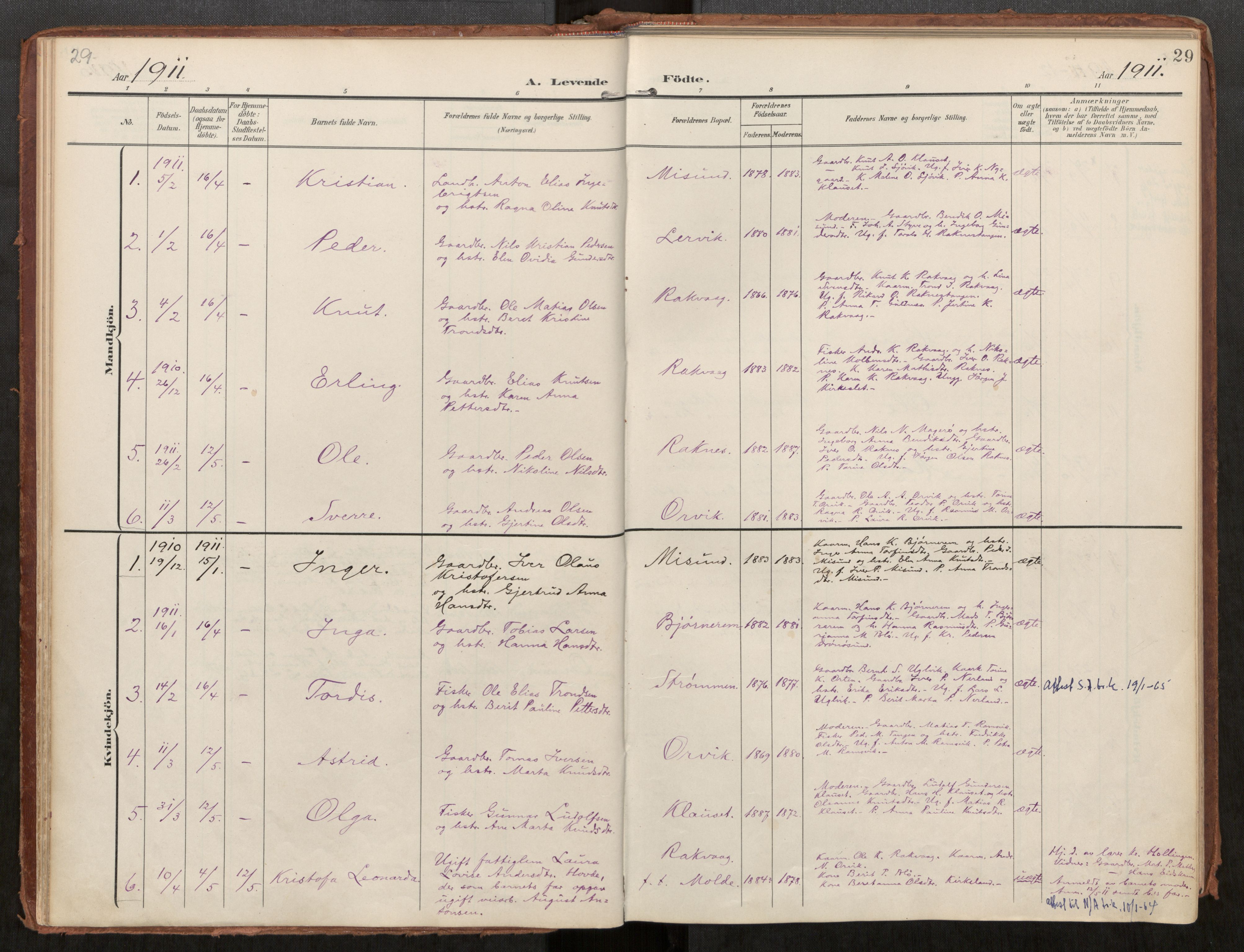 Ministerialprotokoller, klokkerbøker og fødselsregistre - Møre og Romsdal, AV/SAT-A-1454/563/L0740: Parish register (official) no. 563A02, 1903-1923, p. 29