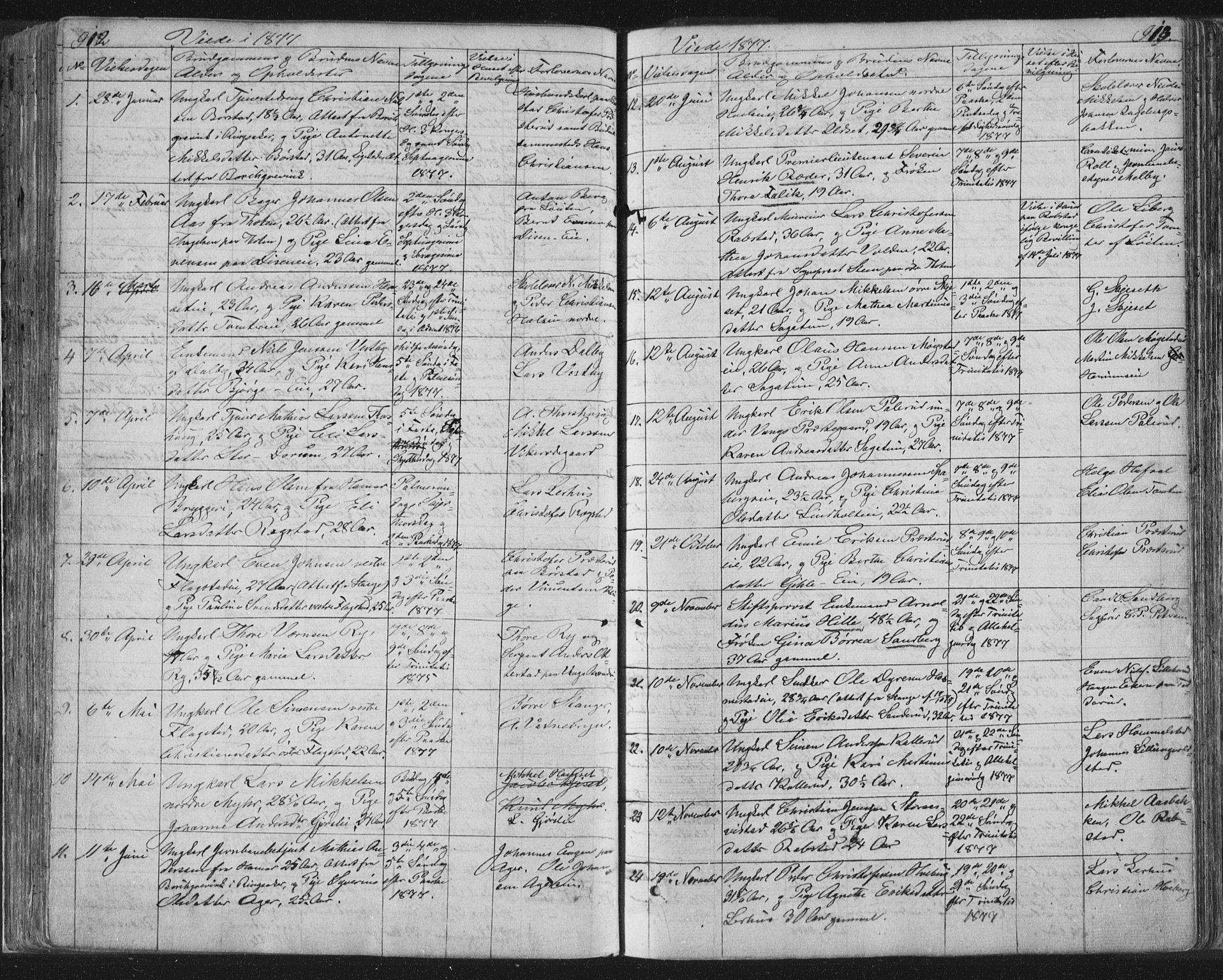 Vang prestekontor, Hedmark, SAH/PREST-008/H/Ha/Hab/L0010B: Parish register (copy) no. 10b, 1854-1896, p. 912-913