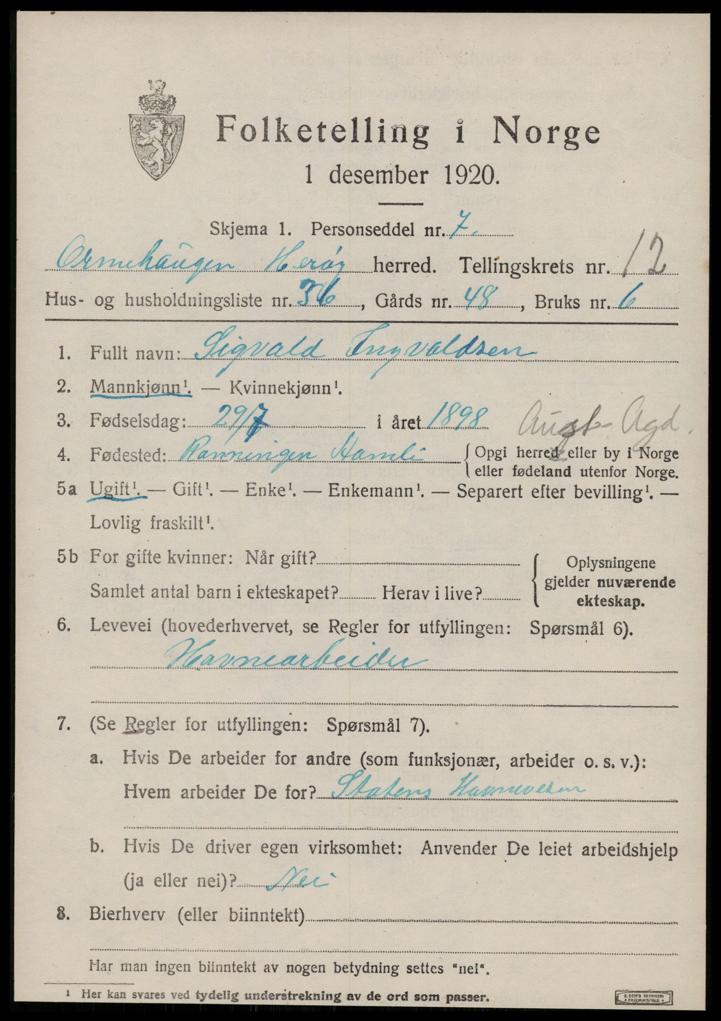 SAT, 1920 census for Herøy (MR), 1920, p. 7841