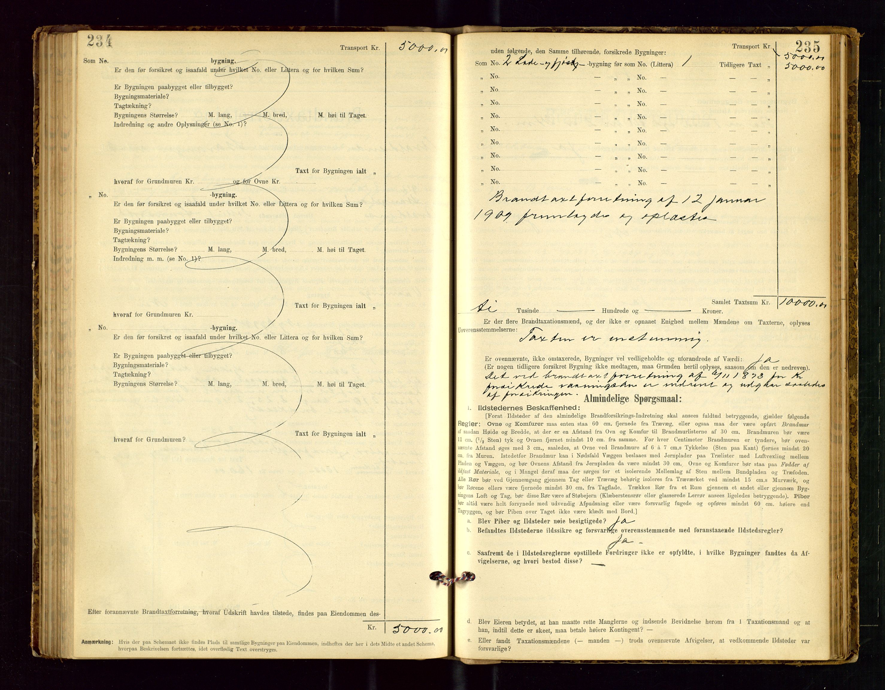 Avaldsnes lensmannskontor, SAST/A-100286/Gob/L0001: "Brandtaxationsprotokol for Avaldsnes Lensmandsdistrikt Ryfylke Fogderi", 1894-1925, p. 234-235