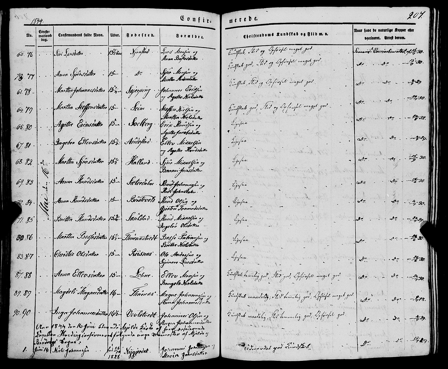 Haus sokneprestembete, AV/SAB-A-75601/H/Haa: Parish register (official) no. A 15, 1838-1847, p. 207