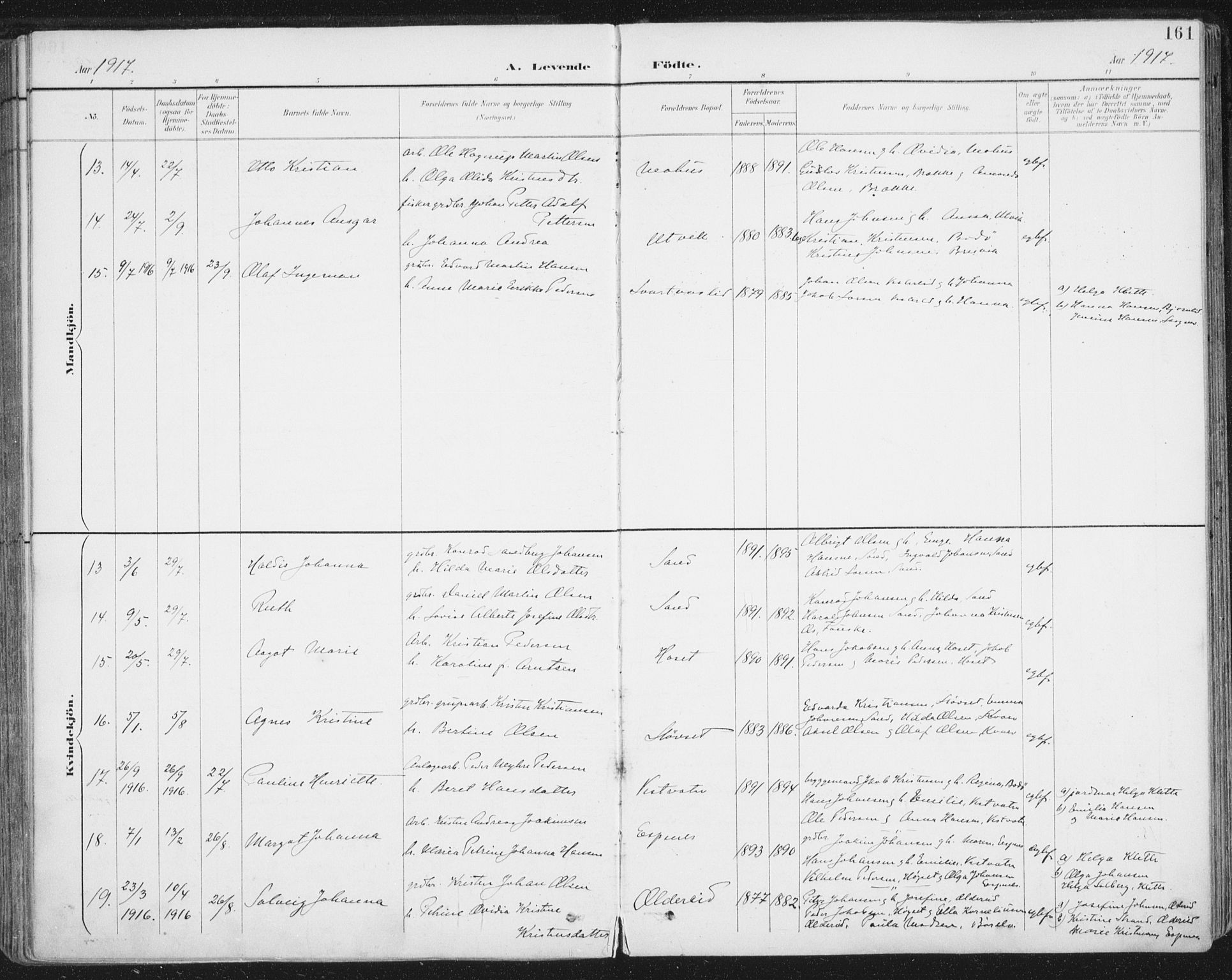 Ministerialprotokoller, klokkerbøker og fødselsregistre - Nordland, AV/SAT-A-1459/852/L0741: Parish register (official) no. 852A11, 1894-1917, p. 161