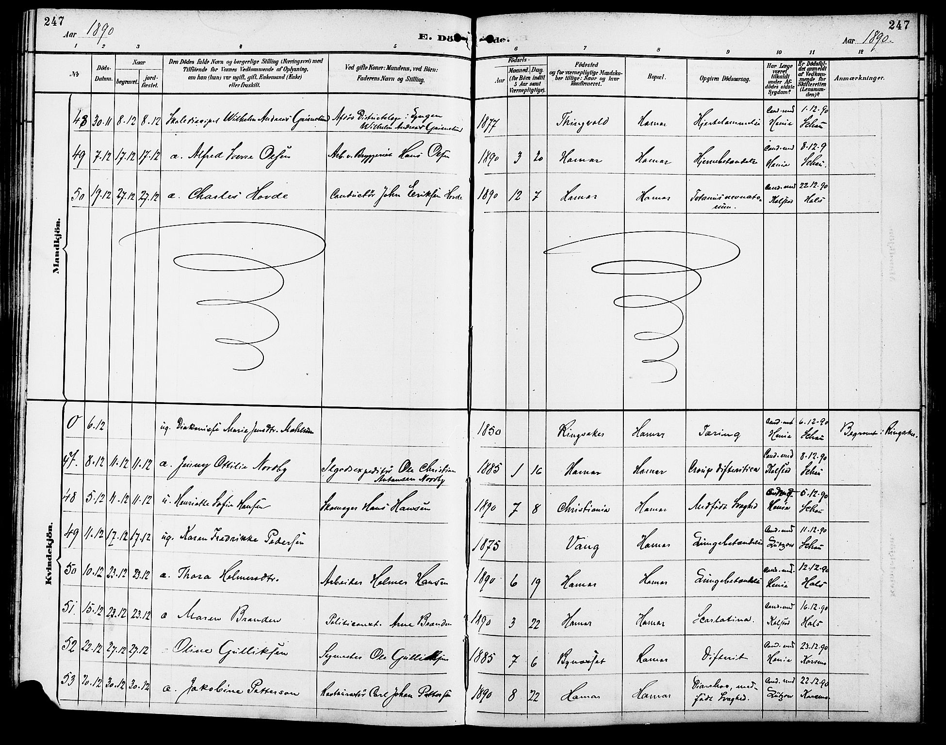Vang prestekontor, Hedmark, SAH/PREST-008/H/Ha/Haa/L0017: Parish register (official) no. 17, 1890-1899, p. 247
