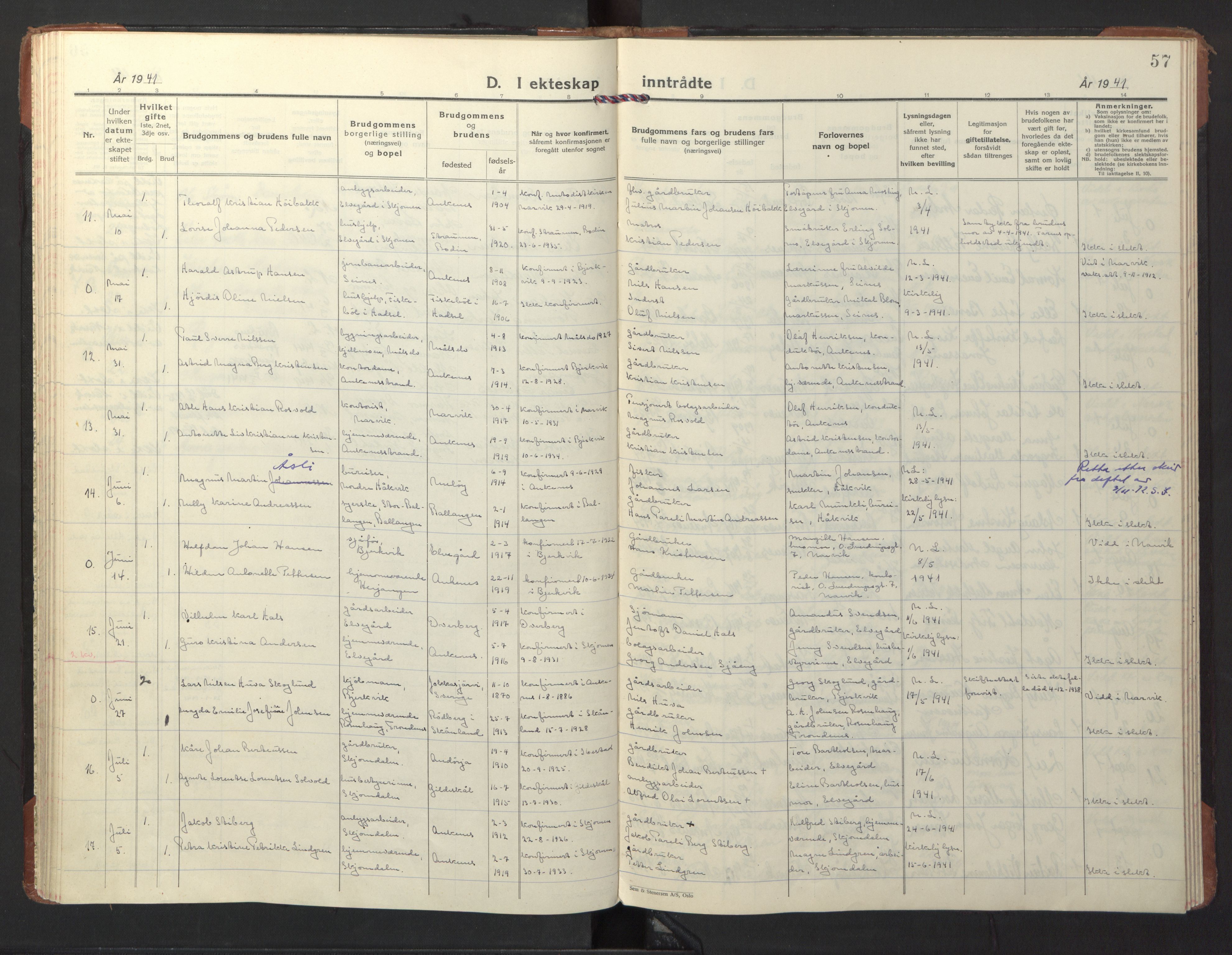 Ministerialprotokoller, klokkerbøker og fødselsregistre - Nordland, AV/SAT-A-1459/866/L0948: Parish register (official) no. 866A11, 1929-1949, p. 57