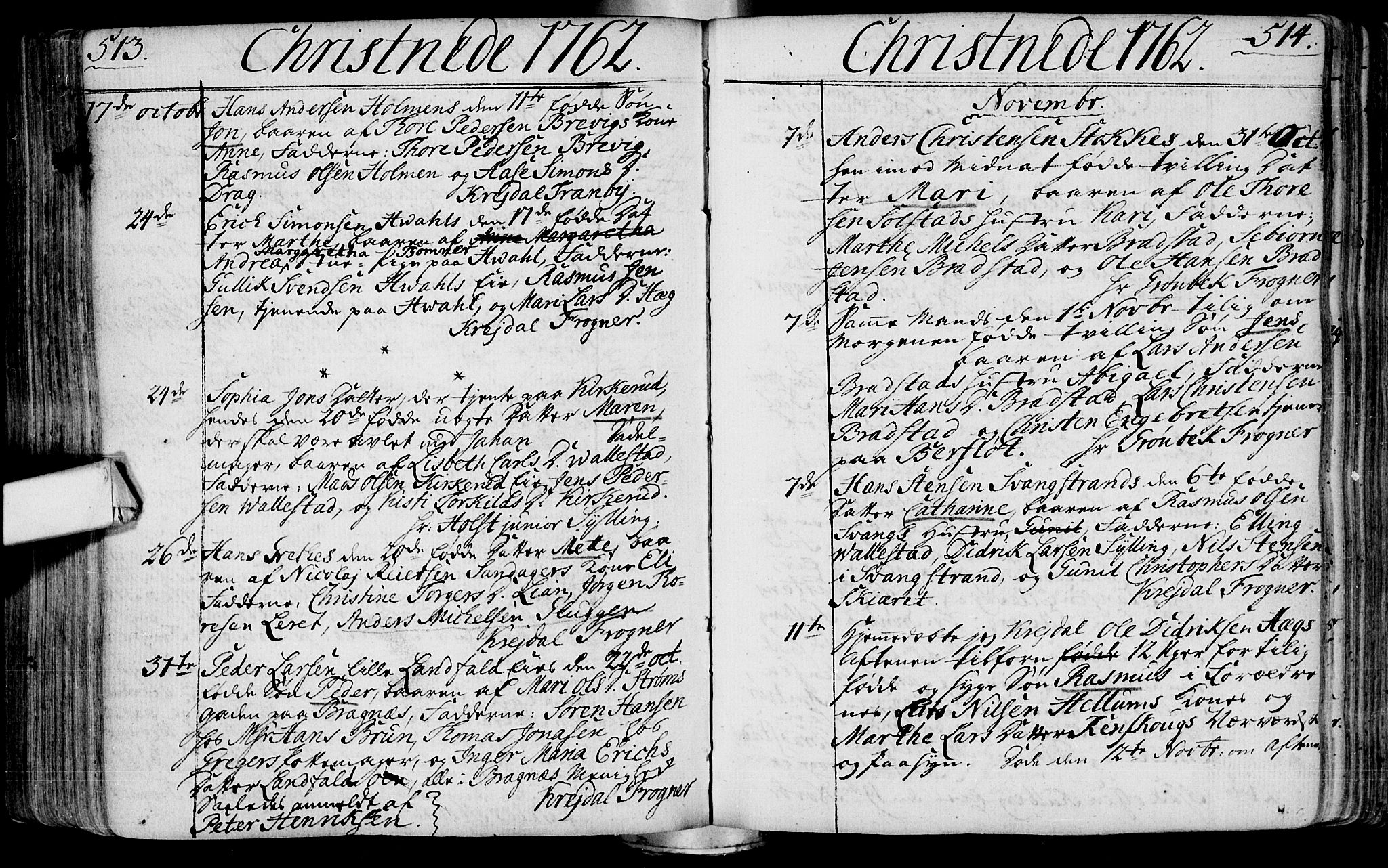 Lier kirkebøker, AV/SAKO-A-230/F/Fa/L0004: Parish register (official) no. I 4, 1749-1764, p. 513-514