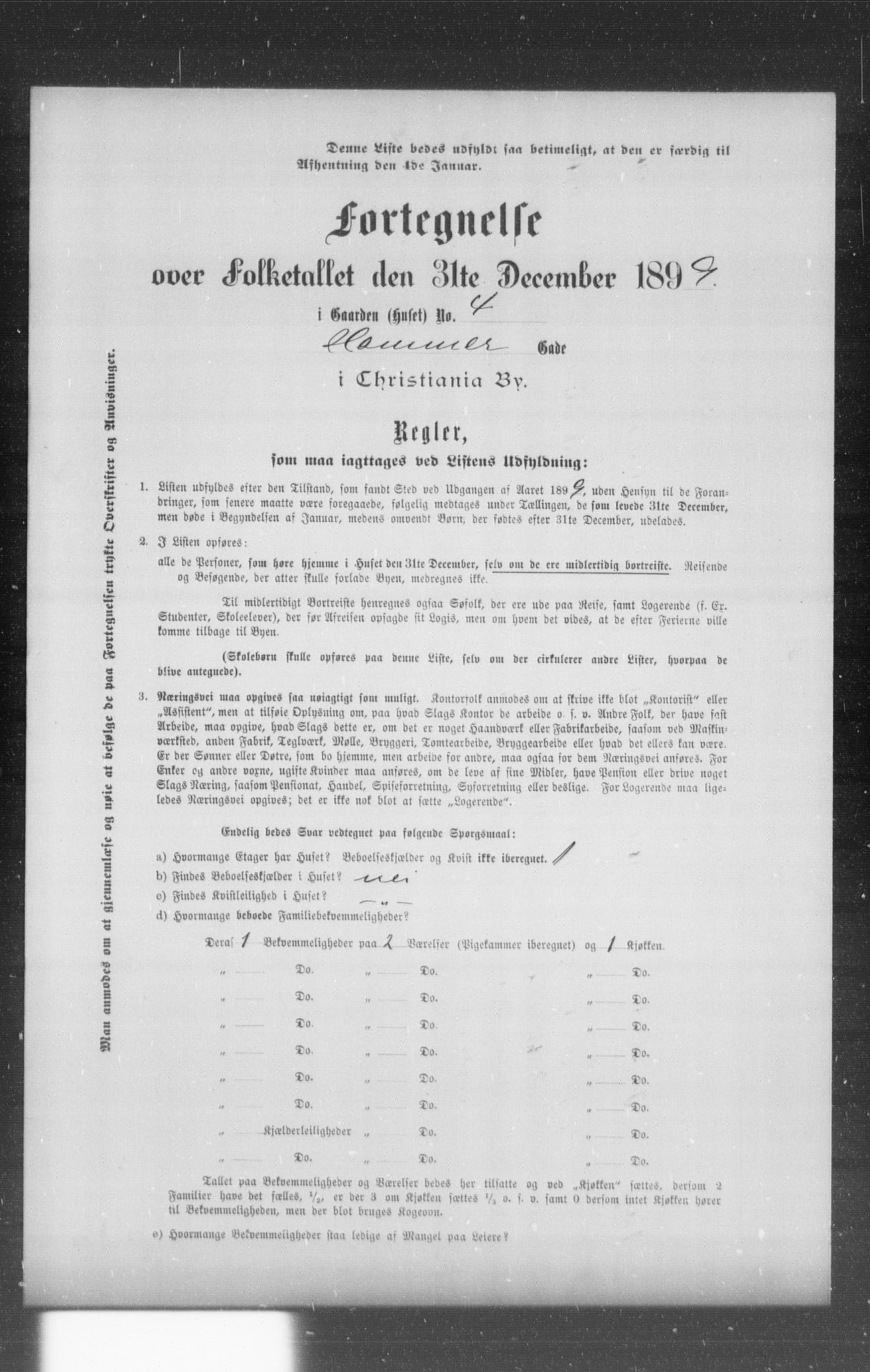 OBA, Municipal Census 1899 for Kristiania, 1899, p. 4593