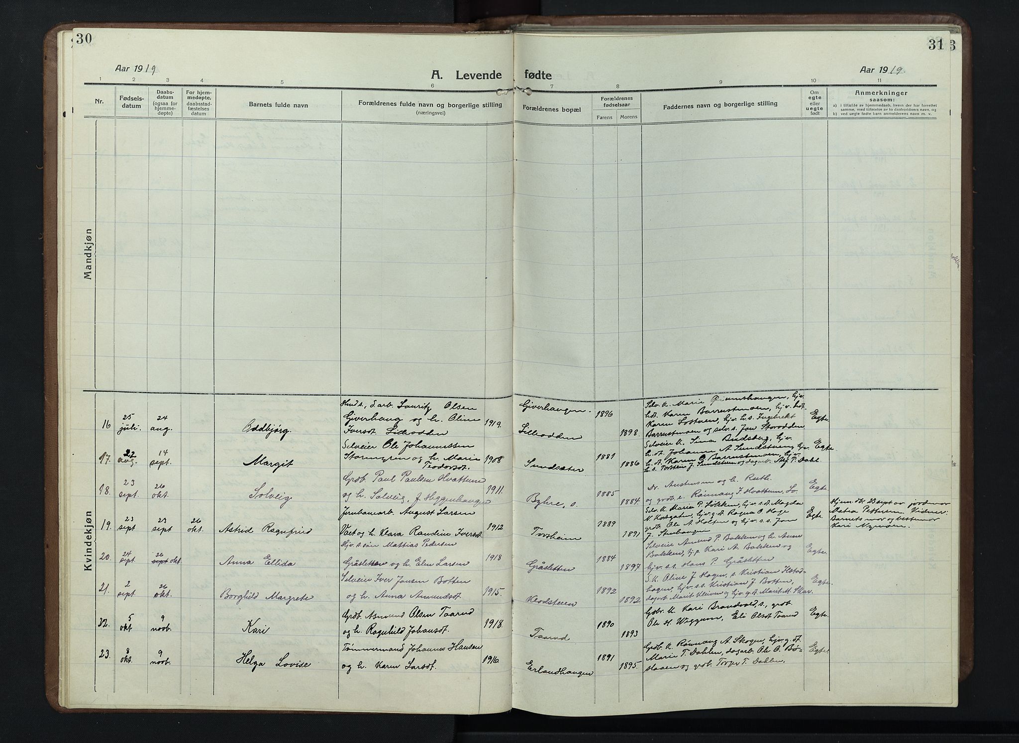 Nord-Fron prestekontor, AV/SAH-PREST-080/H/Ha/Hab/L0007: Parish register (copy) no. 7, 1915-1946, p. 30-31