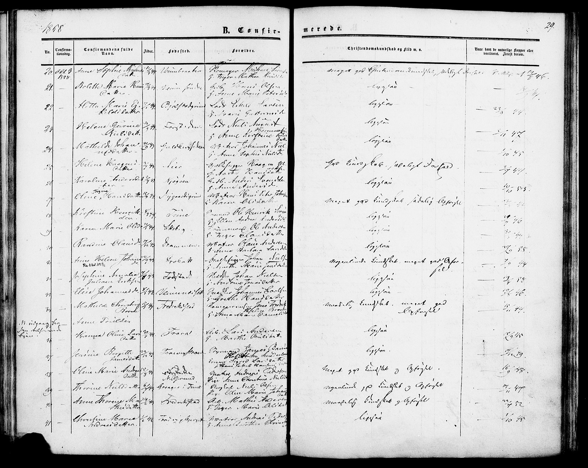 Glemmen prestekontor Kirkebøker, AV/SAO-A-10908/F/Fa/L0006: Parish register (official) no. 6, 1849-1865, p. 29