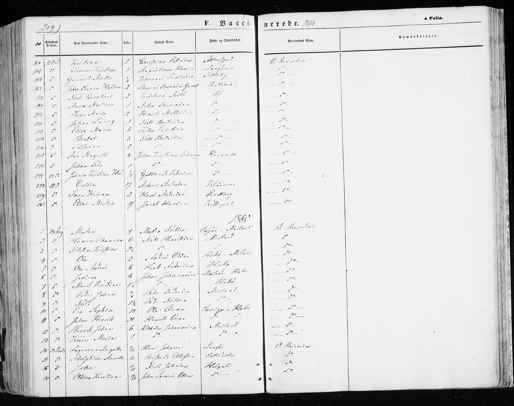 Skjervøy sokneprestkontor, SATØ/S-1300/H/Ha/Haa/L0007kirke: Parish register (official) no. 7, 1860-1870, p. 209